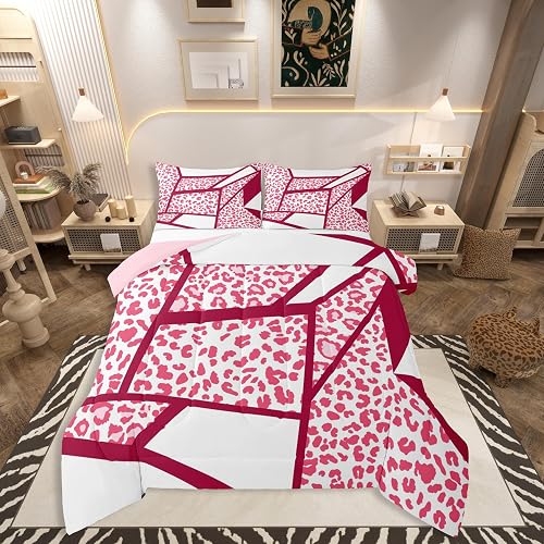 jejeloiu Leopard Comforter Set Queen Size Bedding Set for Ki