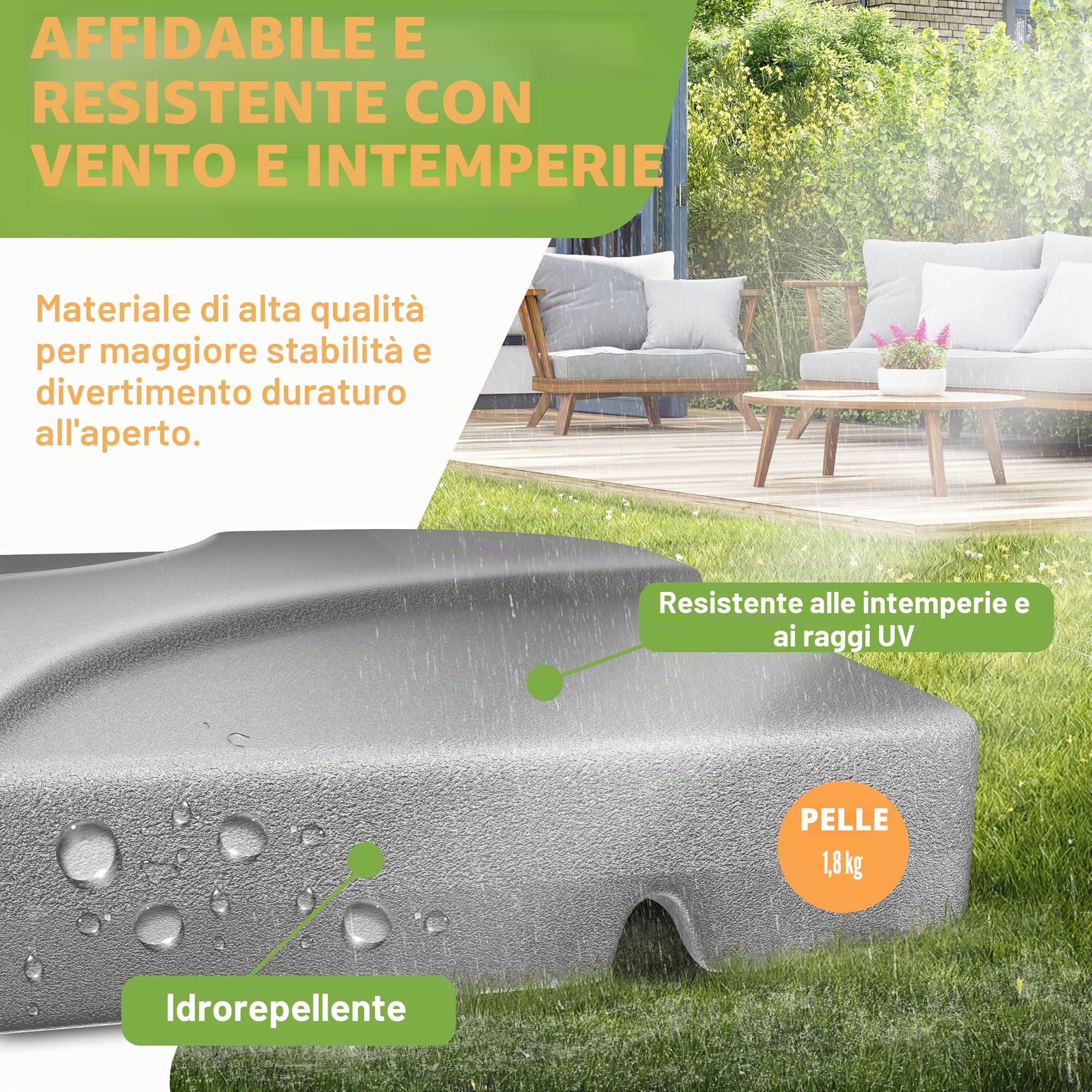 KESSER® Supporto per ombrellone Peso per ombrellone in 4 Parti Supporto per ombrellone per ombrellone a sbalzo Croce a Terra 60 Litri / 80 kg può Essere Riempito con Acqua o Sabbia