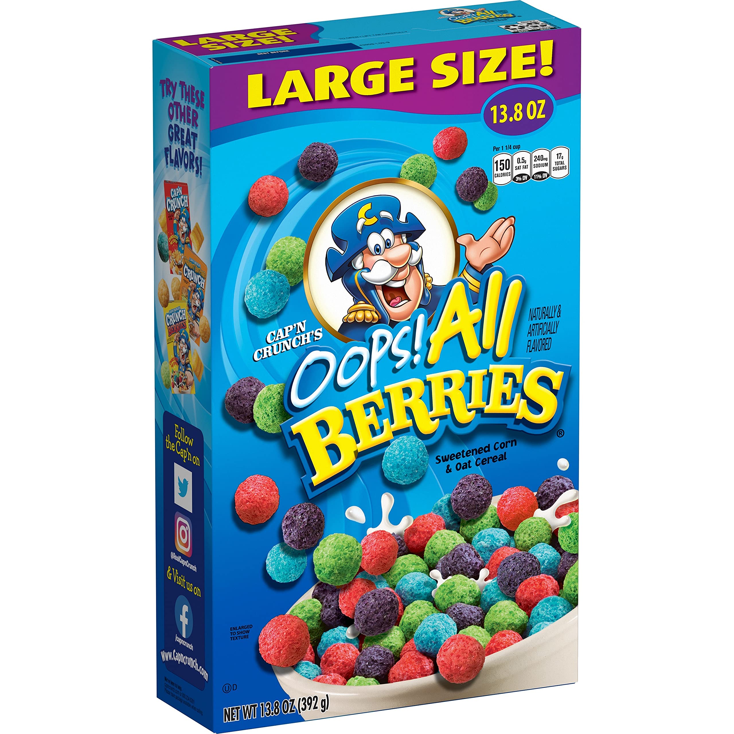 Quaker Cereal, Oops All Berries, 13.8 Oz
