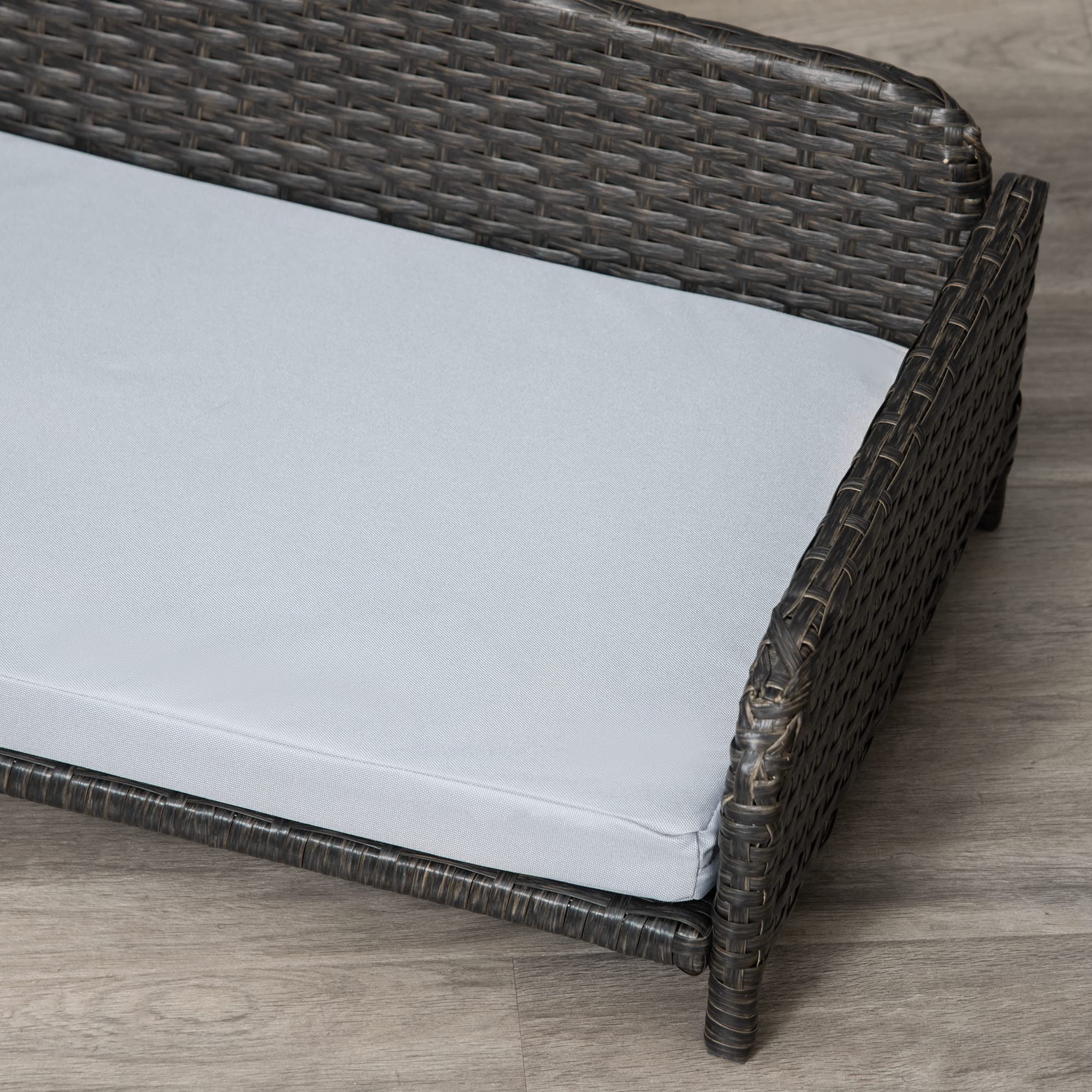 PawHut Canapé Panier pour Chiens et Chats, en résine tressée, avec Rembourrage, imperméable et Lavable, terne à l'intérieur et à l'extérieur. 75L x 45l x 35H cm