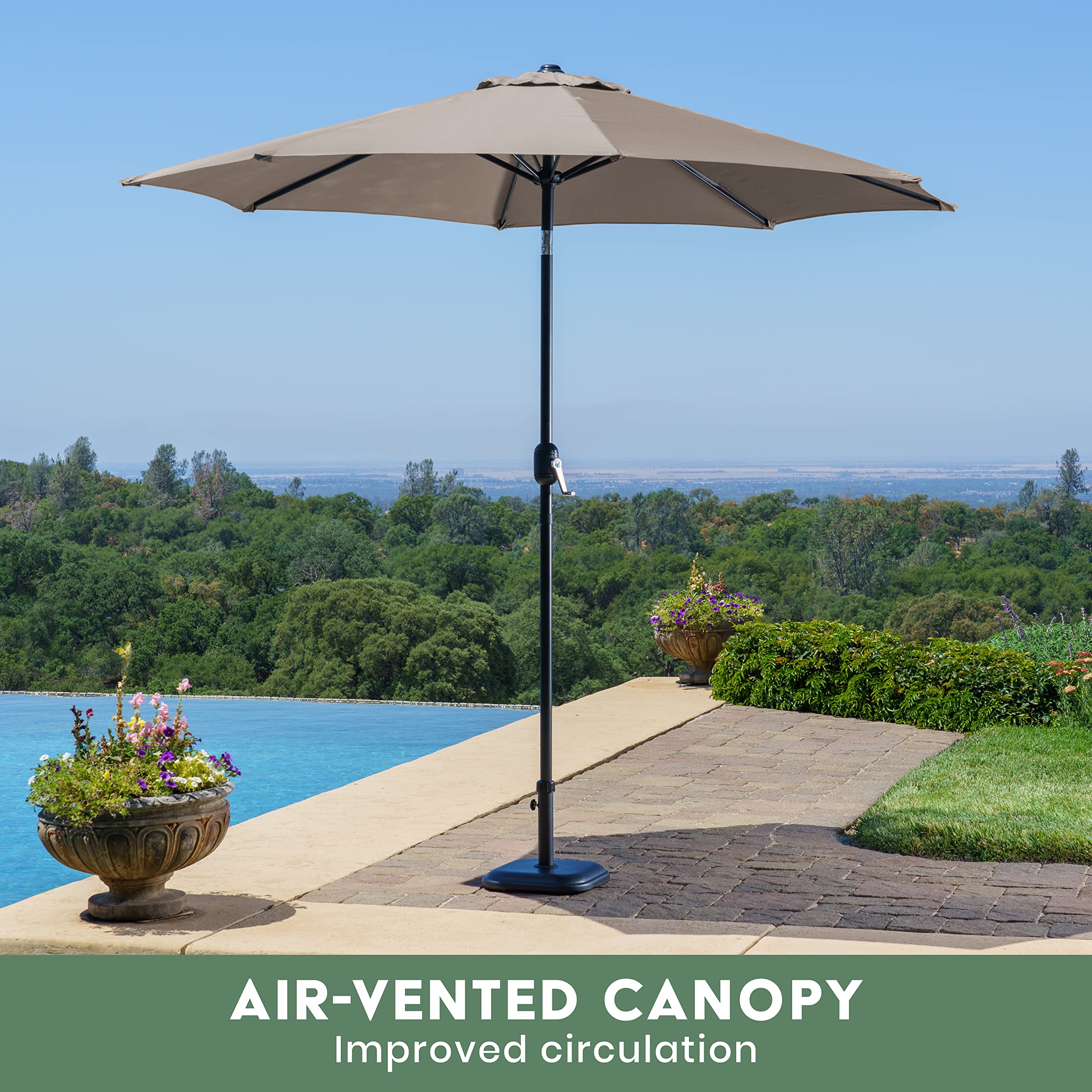 Amazon.com : Royal Garden 9' Aluminum Crank/Tilt Market Patio Umbrella -  Heavy Duty Performance Olefin Fabric Sun Shade - Rust Free Pole Design that  Fits Most Umbrella Table and Stand Holes, Tan :