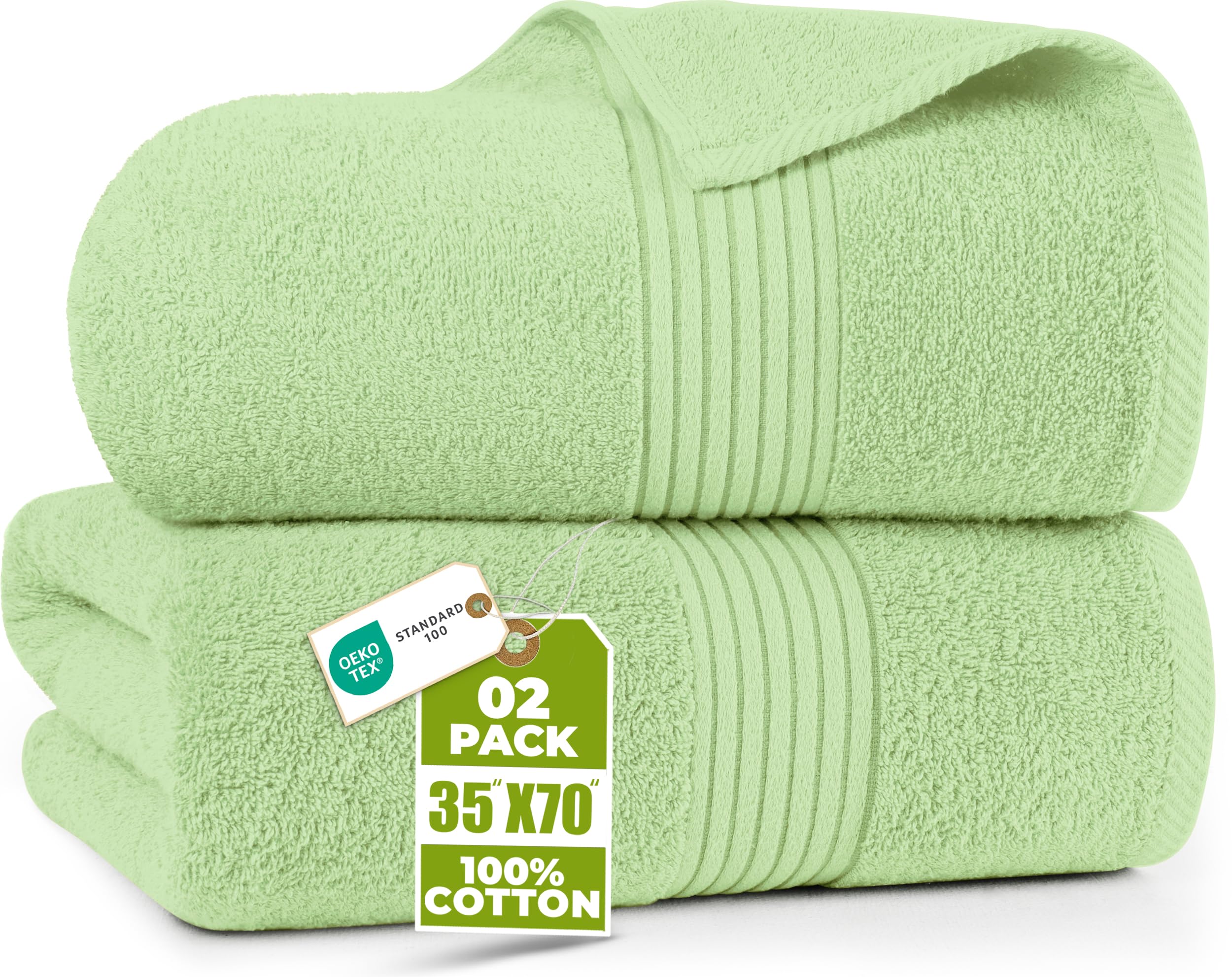 Utopia Towels Extra Large Bath Sheets, 2 Pack, 35x70 In, Cotton, Sage Green
