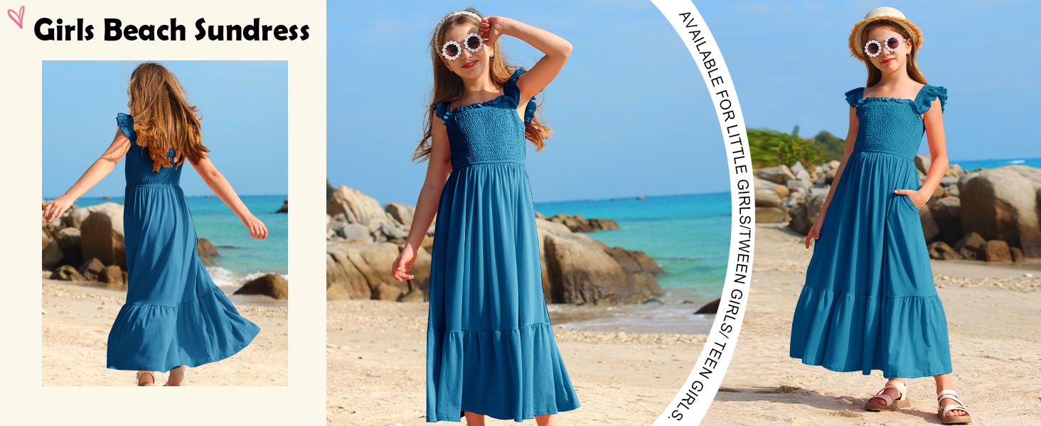 beach dress teenager Family Matching Tropical Dress & T-shirt Set – Blue Floral Print for D main image 1