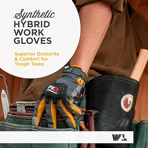 Miniatura 2 de Wells Lamont Guantes de trabajo 7858 para hombre, negro, gris, talla L de EE. UU