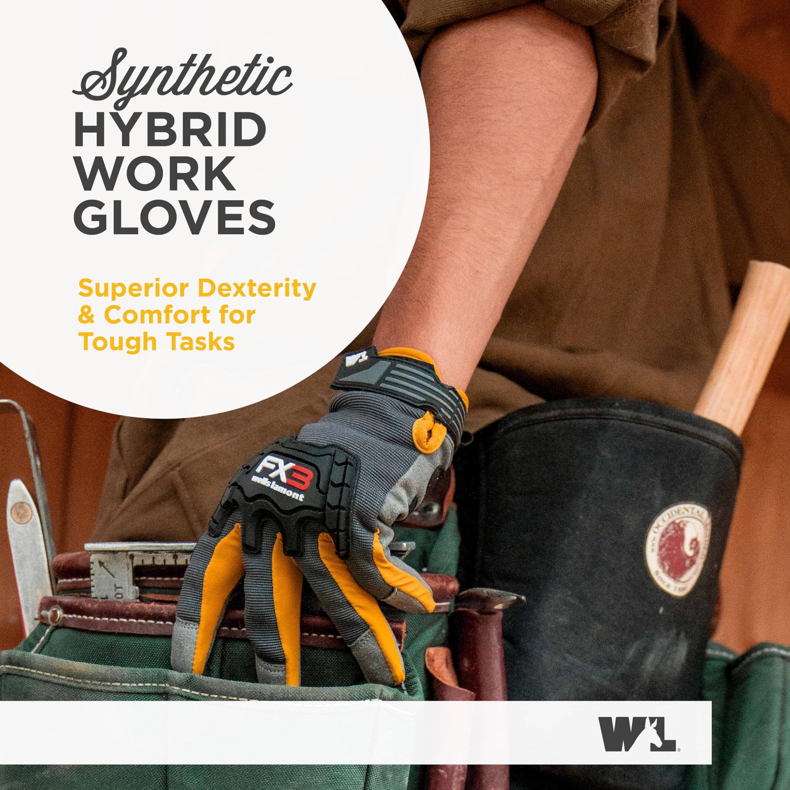 Wells Lamont mens 7858 Work Gloves, Black, Gray, Medium US