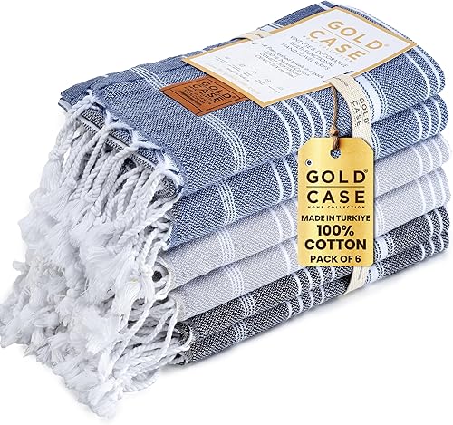 Miniatura 16 de Gold CASE Juego de 6 Toallas de Playa Turcas – Toallas de Baño Grandes 100% Algodón 70 x 38'' – LYCIA de Tamaño Extra Grande, Secado Rápido y Sin