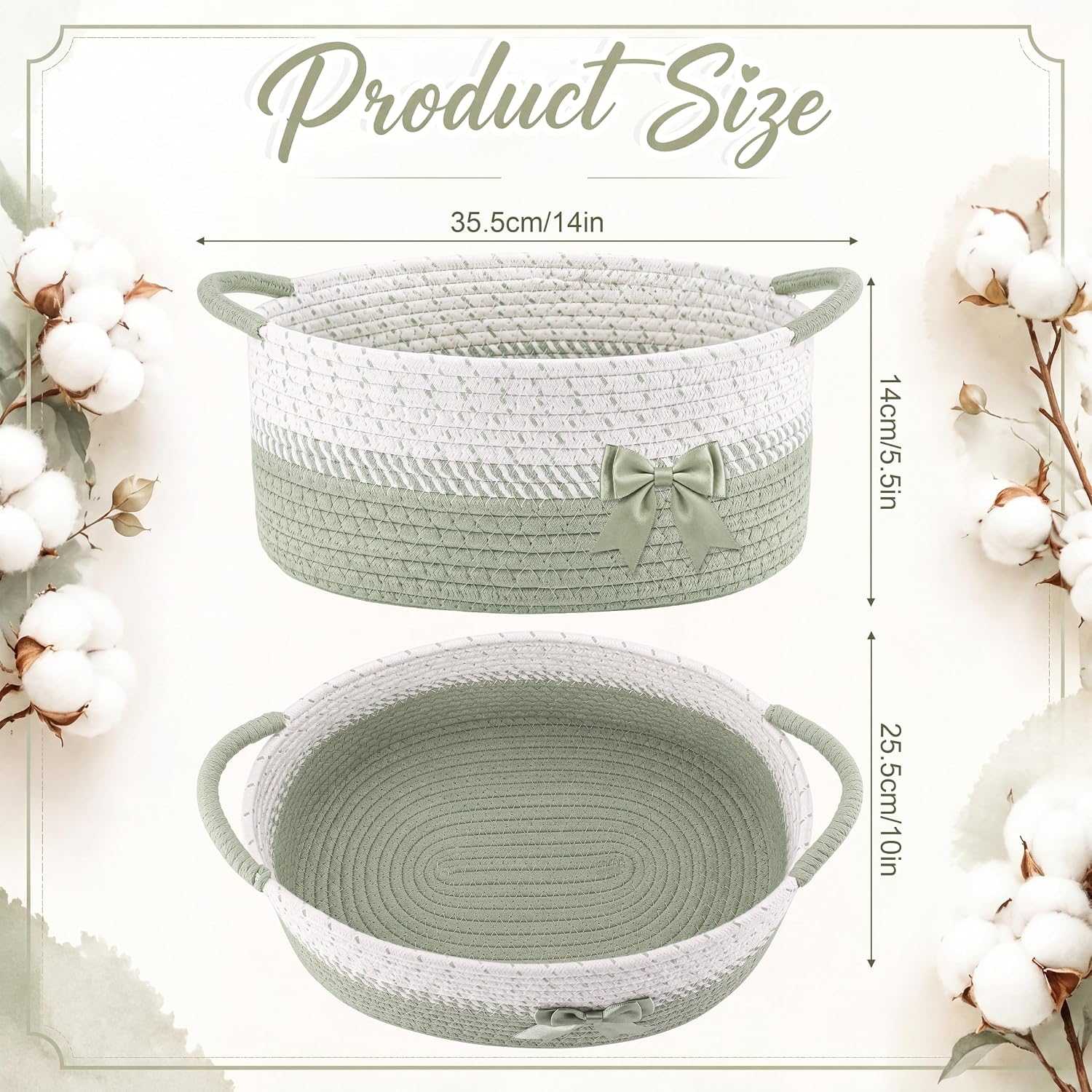 Colingmill Woven Gift Basket Empty, 14 x 10 x 5.5 in Sage Green Gift Basket image 2
