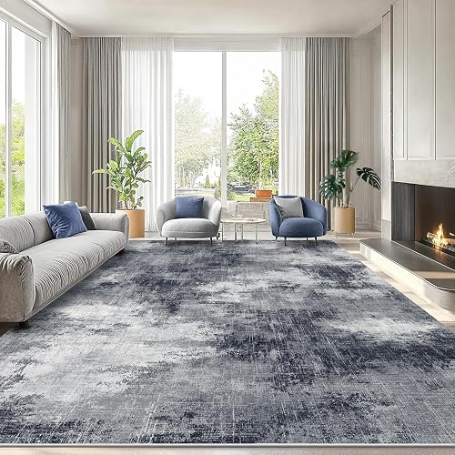 AMADA HOMEFURNISHING 9x12 Modern Low Pile Rug (Grey)