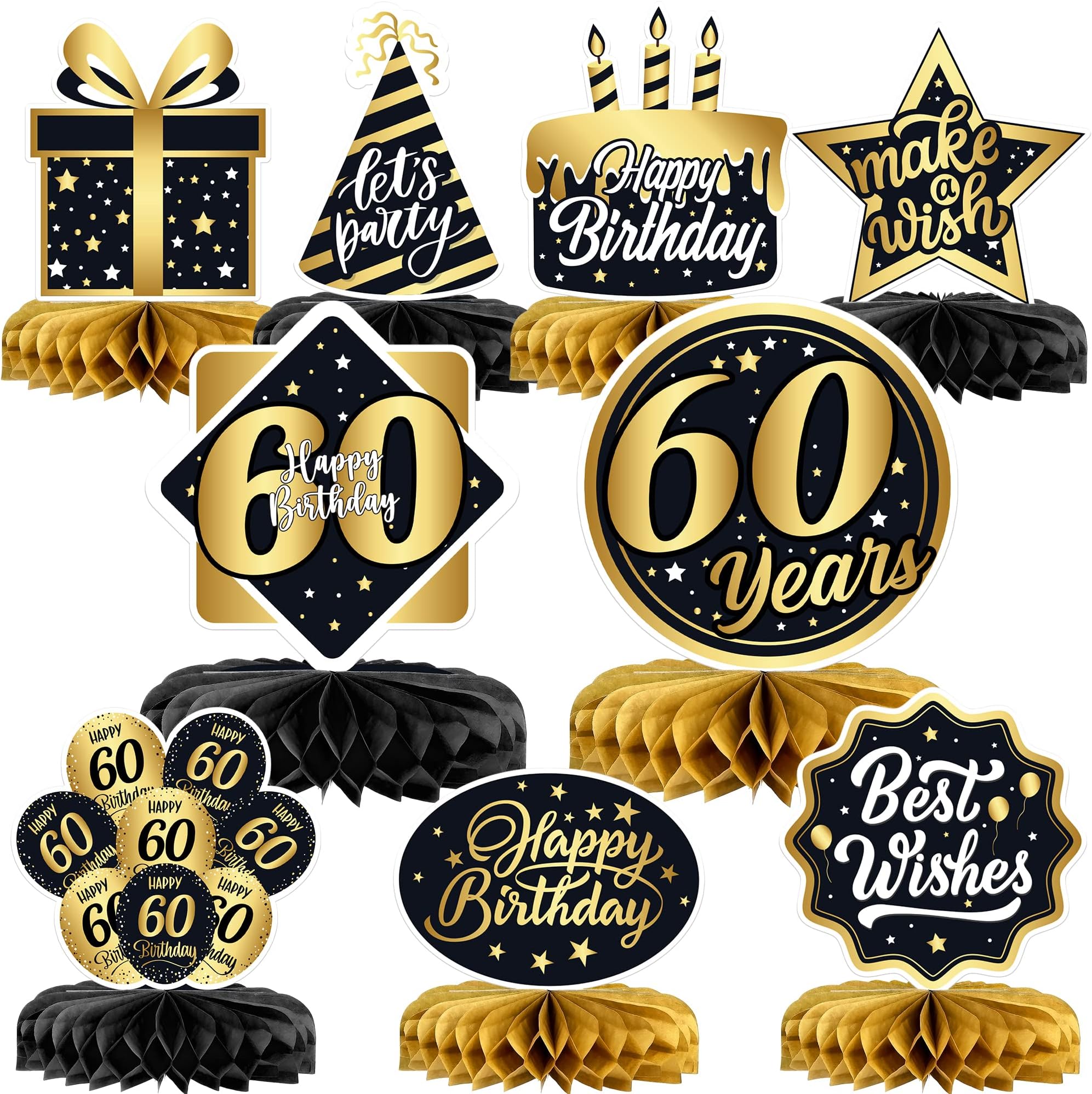 Huge, 60th Birthday Table Decorations Set - 9 Pieces | 60th Birthday Decorations For Men | 60th Birthday Centerpieces For Tables | 60 Birthday Decorations For Men | 60 Year Old Birthday Decorations