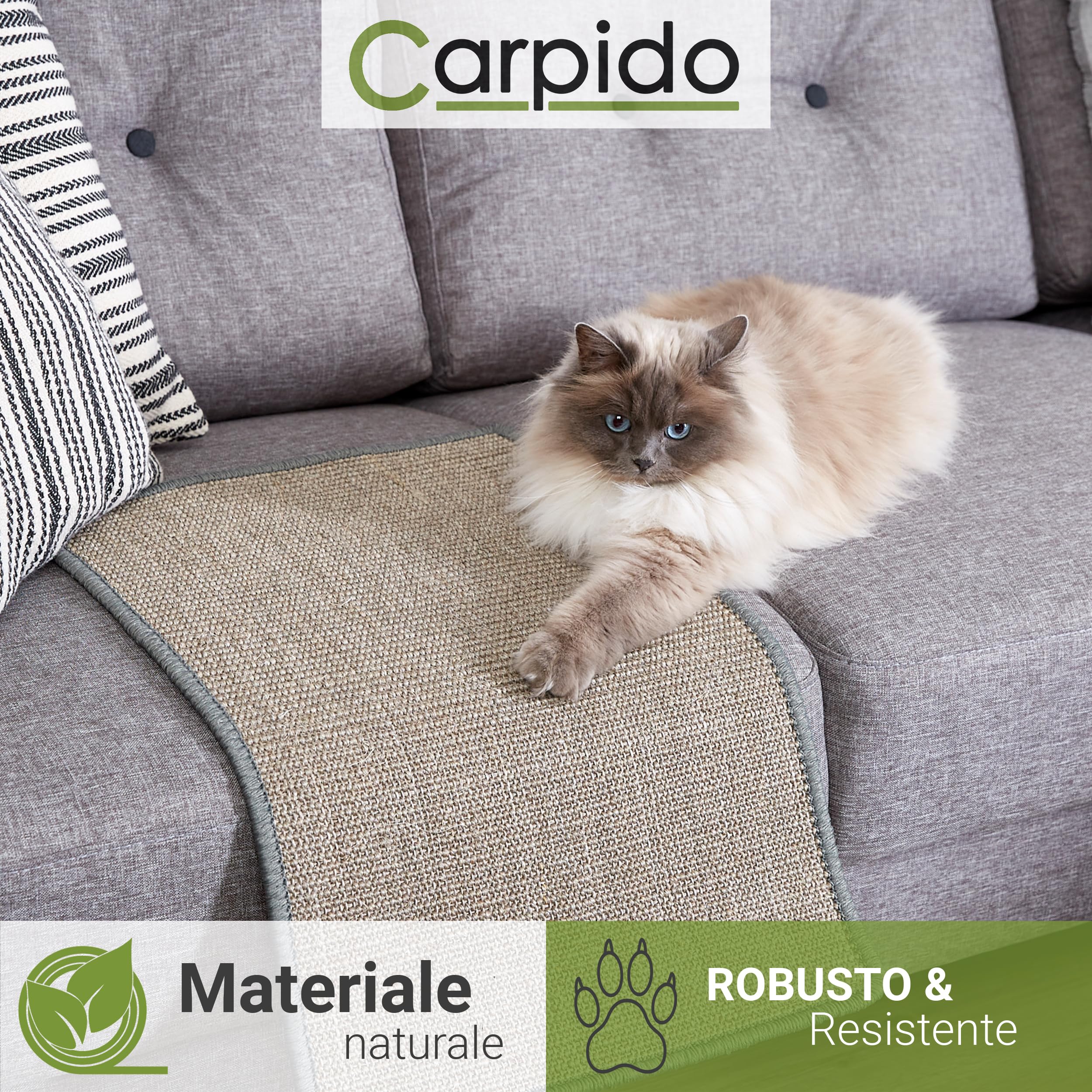 Tappetino naturale per gatti Grigio Set da 2 pezzi 60 x 80cm - Tappetino in sisal per gatti - Tappeto robusto da graffiare per il pavimento - Durevole