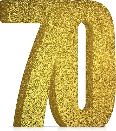 Decoraciones de 70 cumpleaños para hombres y mujeres, decoraciones de 70 aniversario, centros de mesa de fiesta de cumpleaños 70 con purpurina