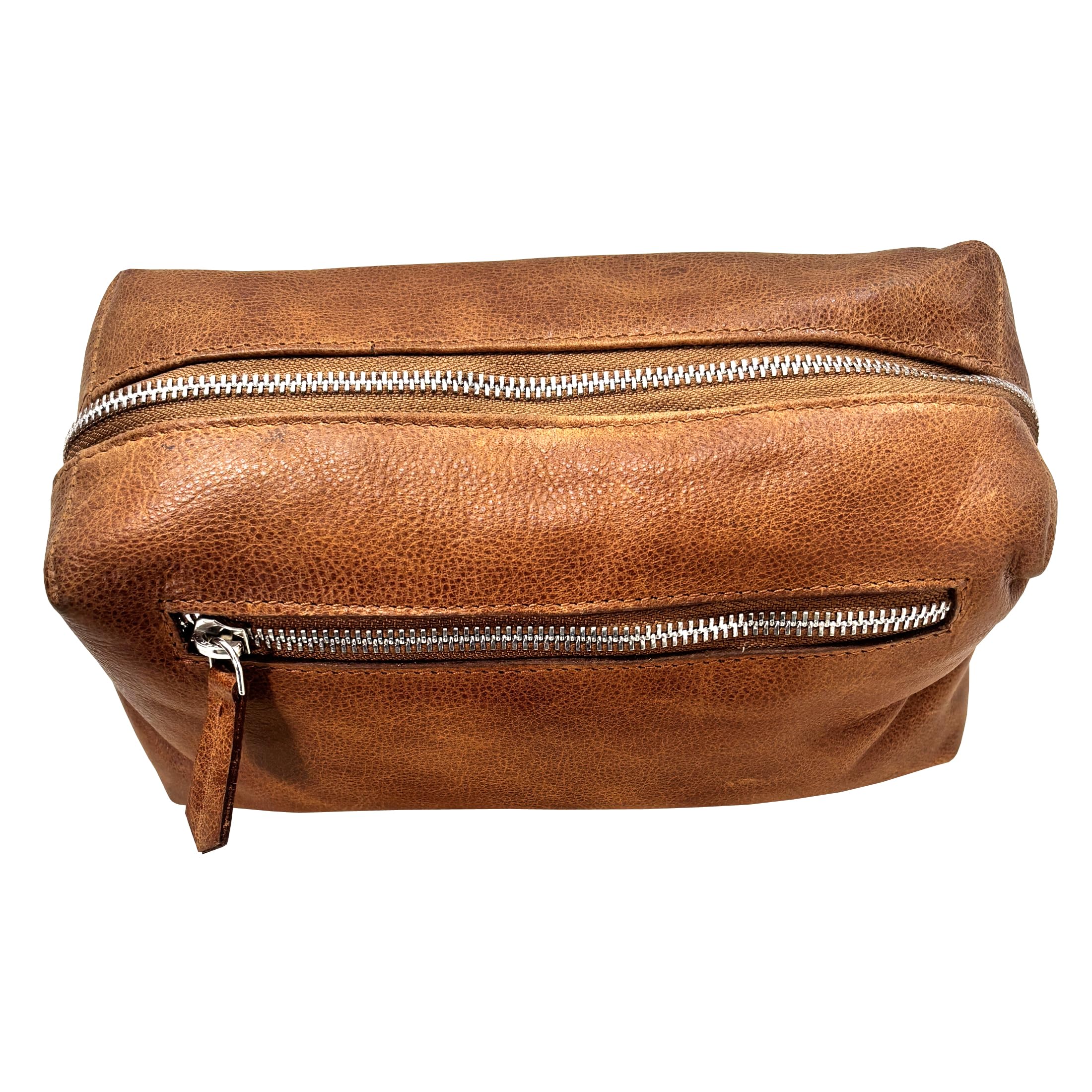 Neceser de piel auténtica para hombre – Kit Dopp organizador de viaje con cierre de cremallera – Bolsa de afeitado y aseo resistente al agua para viajes, gimnasio y viajes de negocios