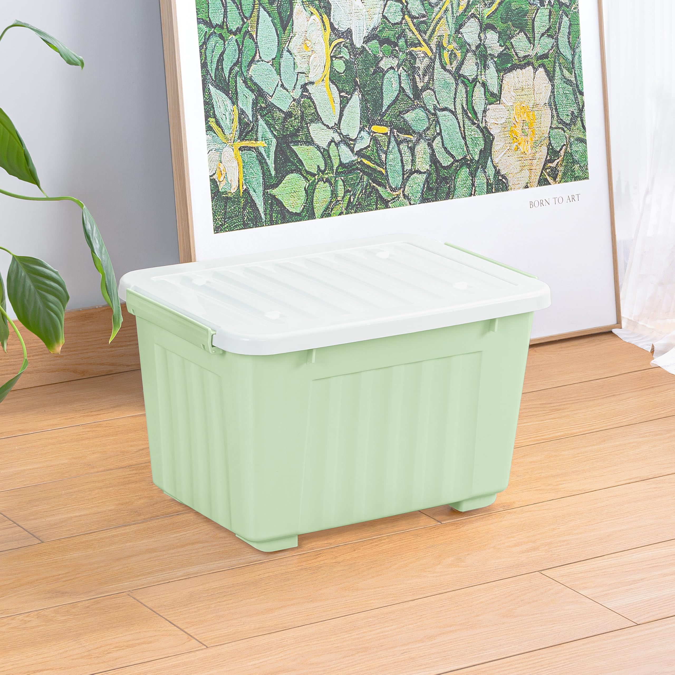Cetomo 15L x 3 opbergdozen, plastic opbergdoos met deksels, organiserende container met handvat en veilige vergrendelende gespen, stapelbaar, nestbaar, draagtas voor huiskleding, 15L-3Pack, helder