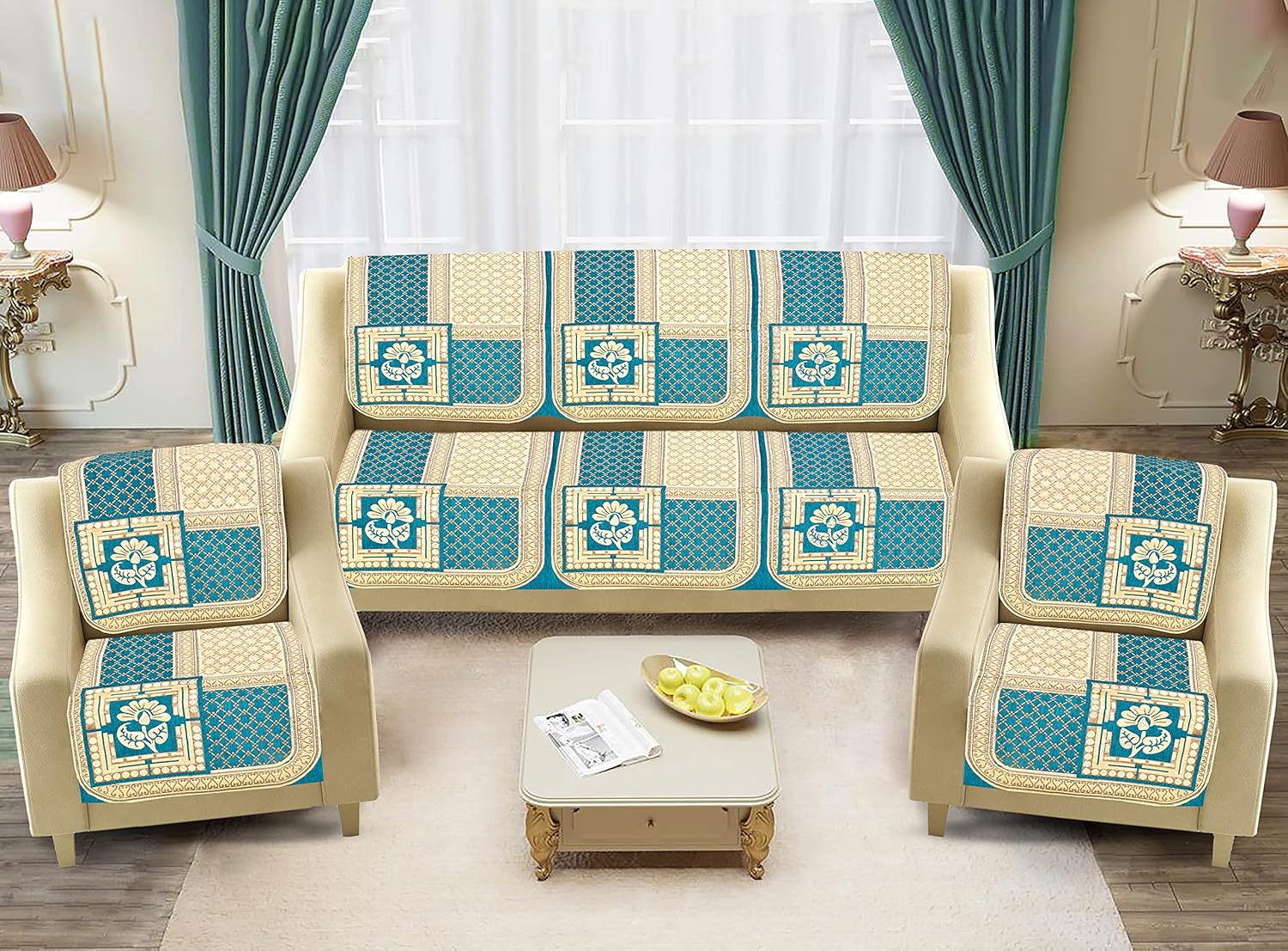 Dazzling DECOR Velvet Sofa Cover Set of 5 Seater Premium Sofa Covers