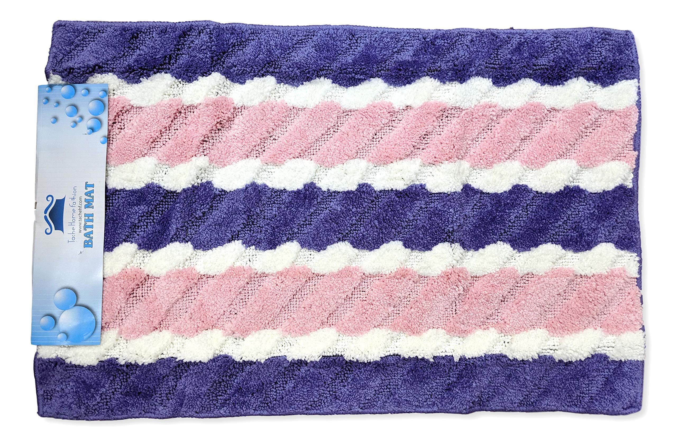 Amazon.com : Tache Purple Bath Rug Striped Pink White Purple Bathroom Rug Non Skid Wildflower ...
