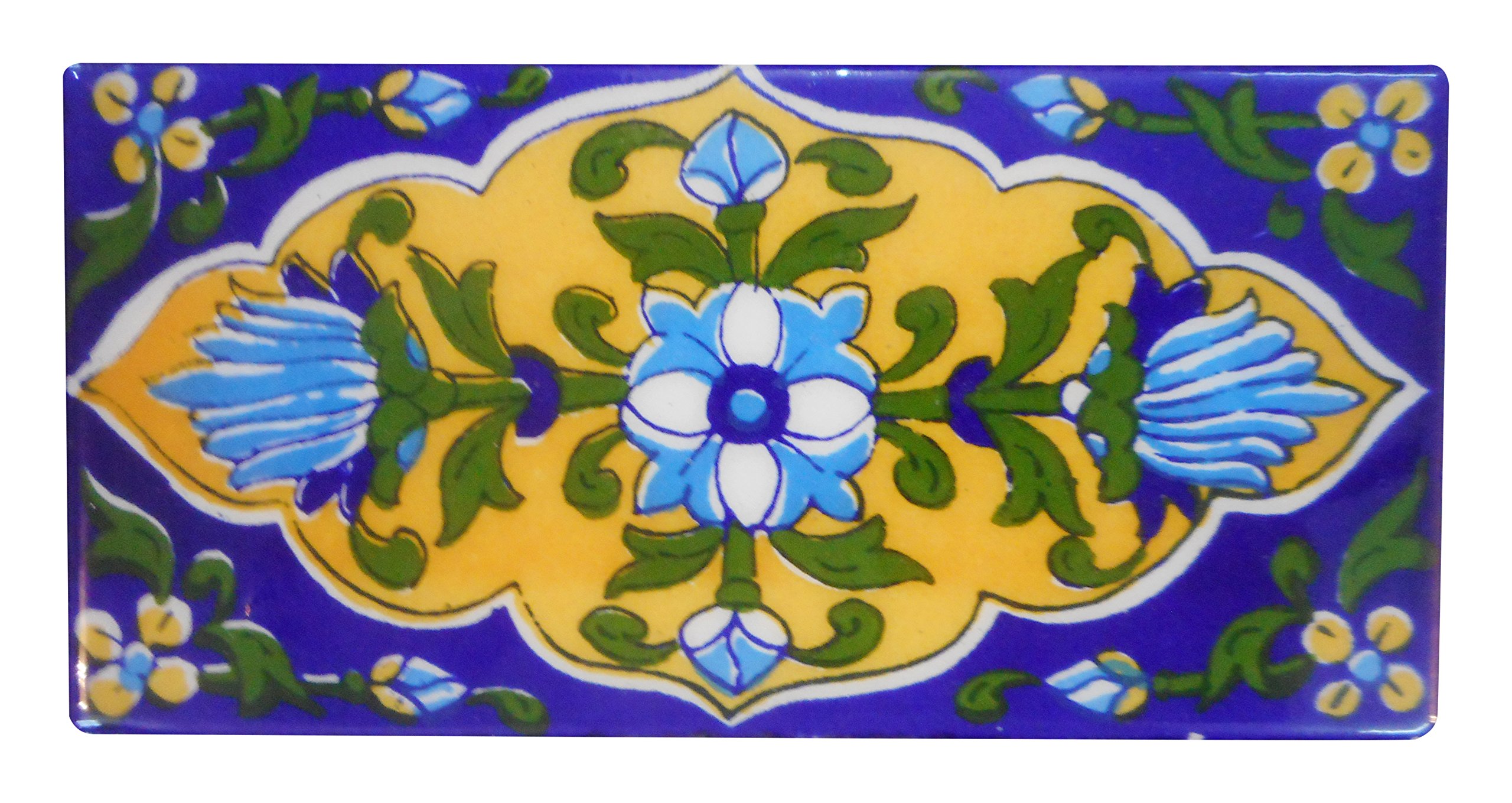 SHIVKRIPA BLUE ART POTTERY Ceramic Handmade Tiles (Blue, 15 x 7.5 x 0.5 cm) - Pack of 6-image-41