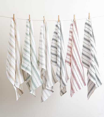 Miniatura 2 de Juego de 3 toallas de cocina de algodón con cadena a rayas, 100% algodón hilado en anillo, multiusos, súper suaves, absorbentes, paños de cocina,