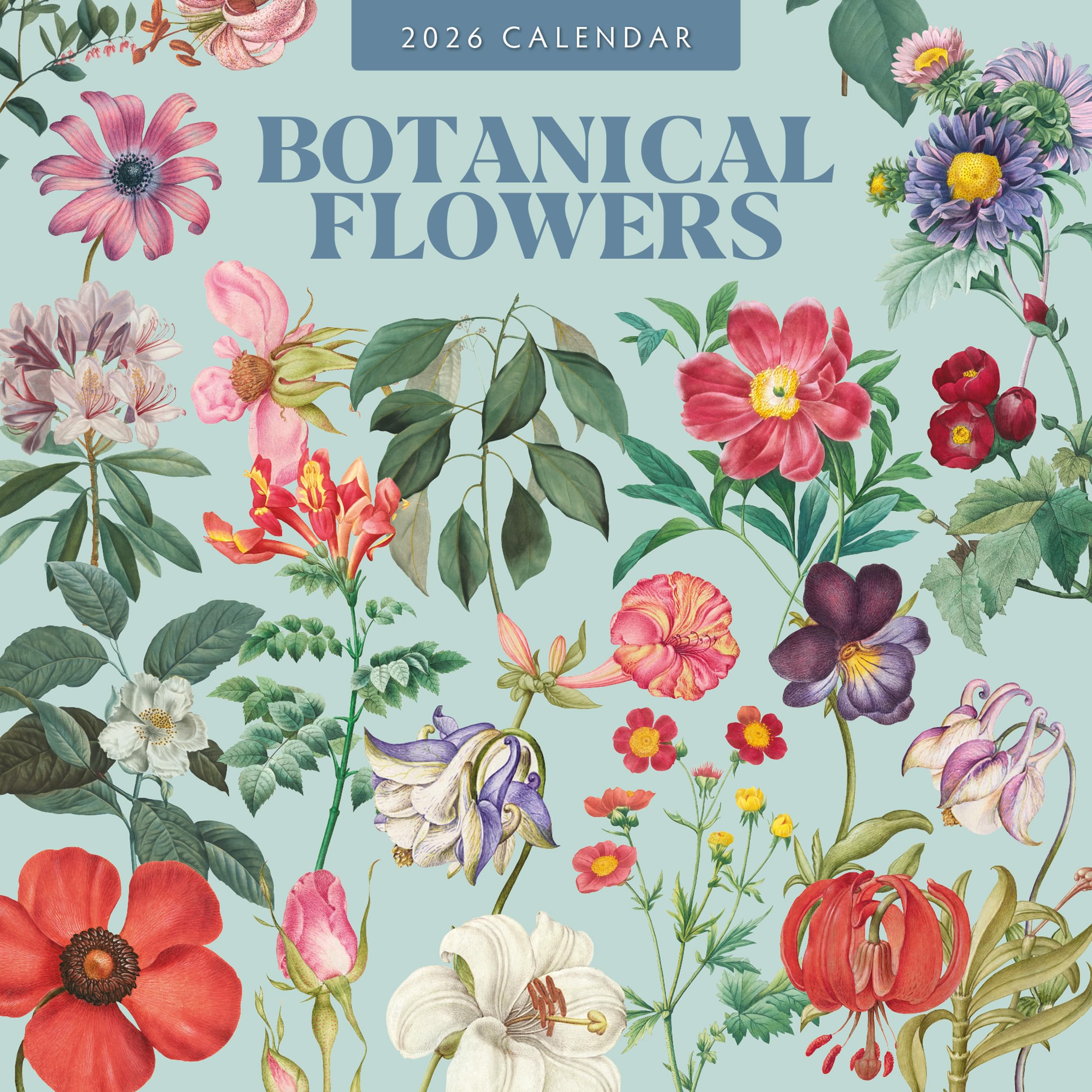 Botanical Flowers - 2026 Square Wall Calendar - by Red Robin Publishing