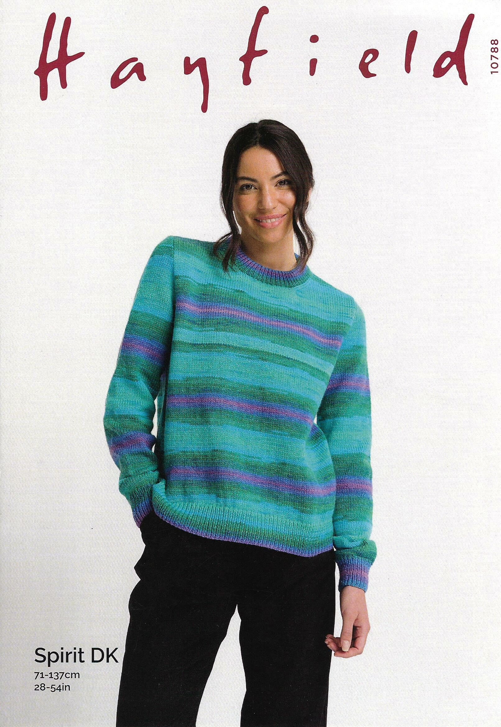 Hayfield Women's Turquoise Dk Knitting Pattern Pamphlet - 10788 Sweater (28-54Ins)