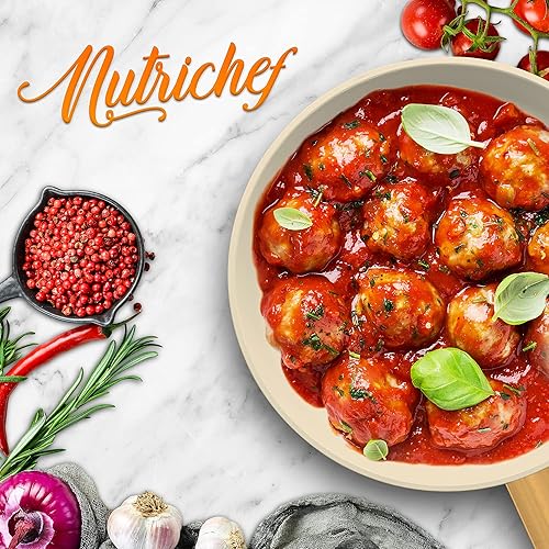 Miniatura 7 de NutriChef Sartén pequeña de 8 pulgadas, sartén pequeña antiadherente profesional para el hogar, con mango de silicona recubierto de titanio dorado,