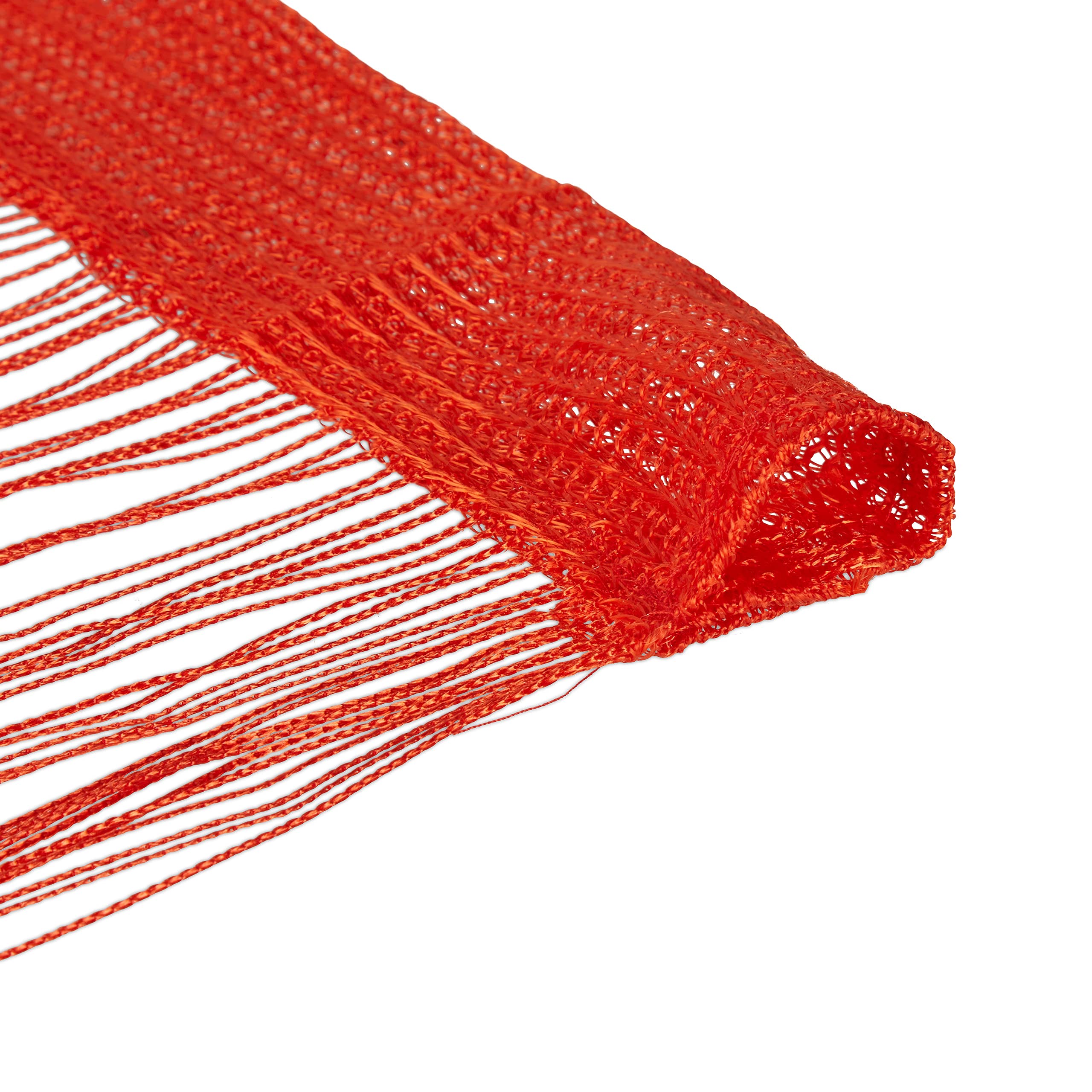 Relaxdays Tenda a Fili, 145 x 245 cm, con Passante, per Porte e Finestre, a Frange Accorciabili, Lavabile, Rosso
