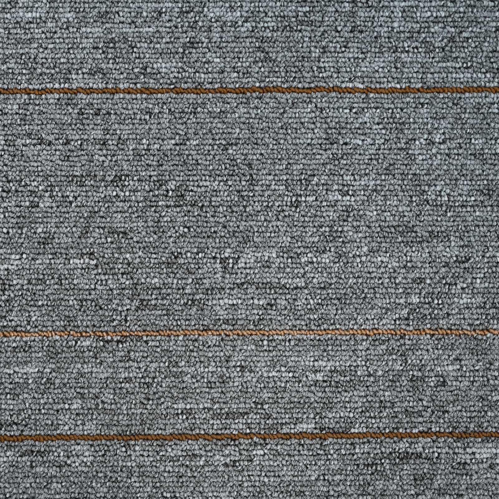 20er Set Teppichfliesen Hellgrau mit Streifen 50x50 cm Moderne Loop-Pile Teppichbodenfliesen selbstliegend für Wohnzimmer und Schlafzimmer Schalldämmende Auslegeware aus PP mit Bitumenrücken