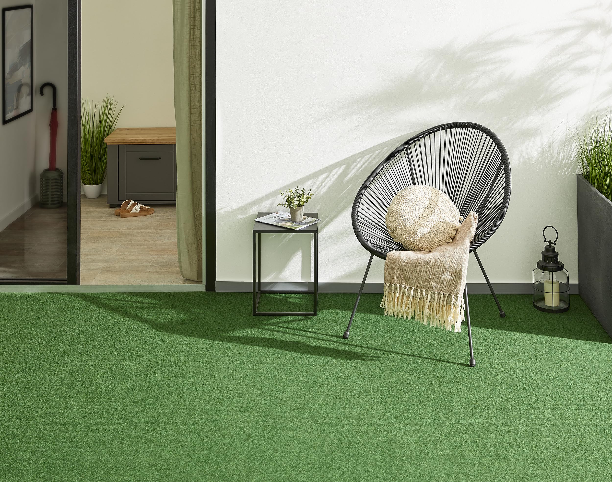 misento Kunstrasen Outdoor Teppich - wetterfester Rasenteppich für Balkon, Terrasse & Garten - leicht zu verlegen - 200 x 300 cm, Grün