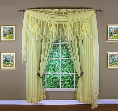 Vista 154 de Today's Curtain - Cortina Emelia de gasa original, panel de 84 pulgadas, negro, 60 pulgadas de ancho x 84 pulgadas de largo