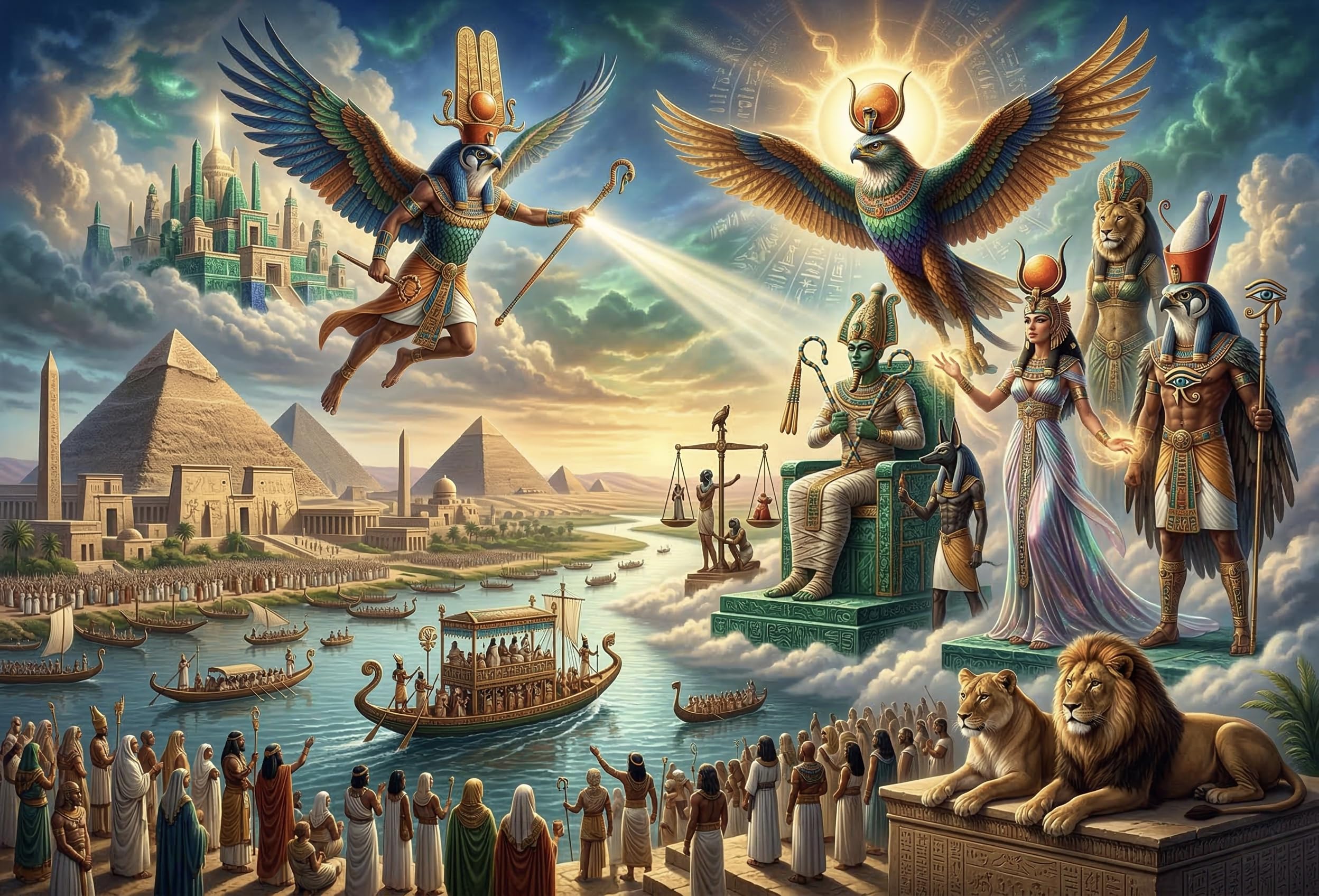 Egyptian Creator Gods Jigsaw Puzzle 1000 Pieces, Fun Table Game, Style-1, 70x50cm/1000pcs