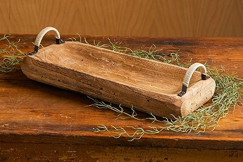 Miniatura 2 de Your Heart's Content Bandeja de mesa auxiliar de madera rústica con asas, centros de mesa de granja para mesa de comedor, bandejas decorativas para