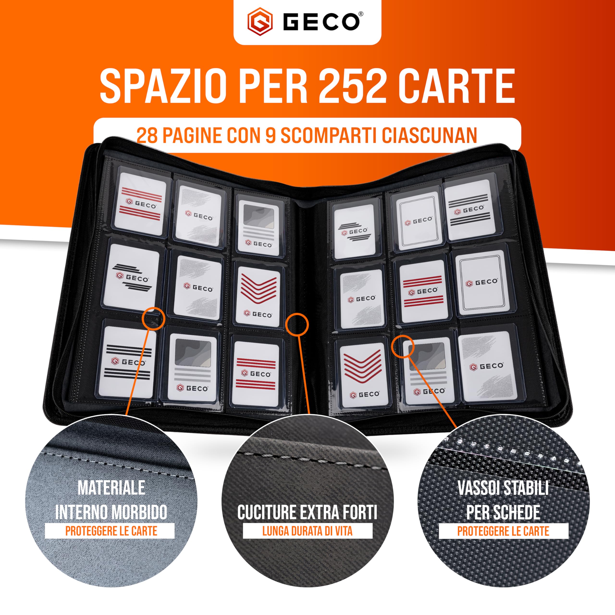 Raccoglitore Toploader - Album Toploader Premium a 9 tasche con 252 scomparti per Toploader standard 3''x4'' - Nero