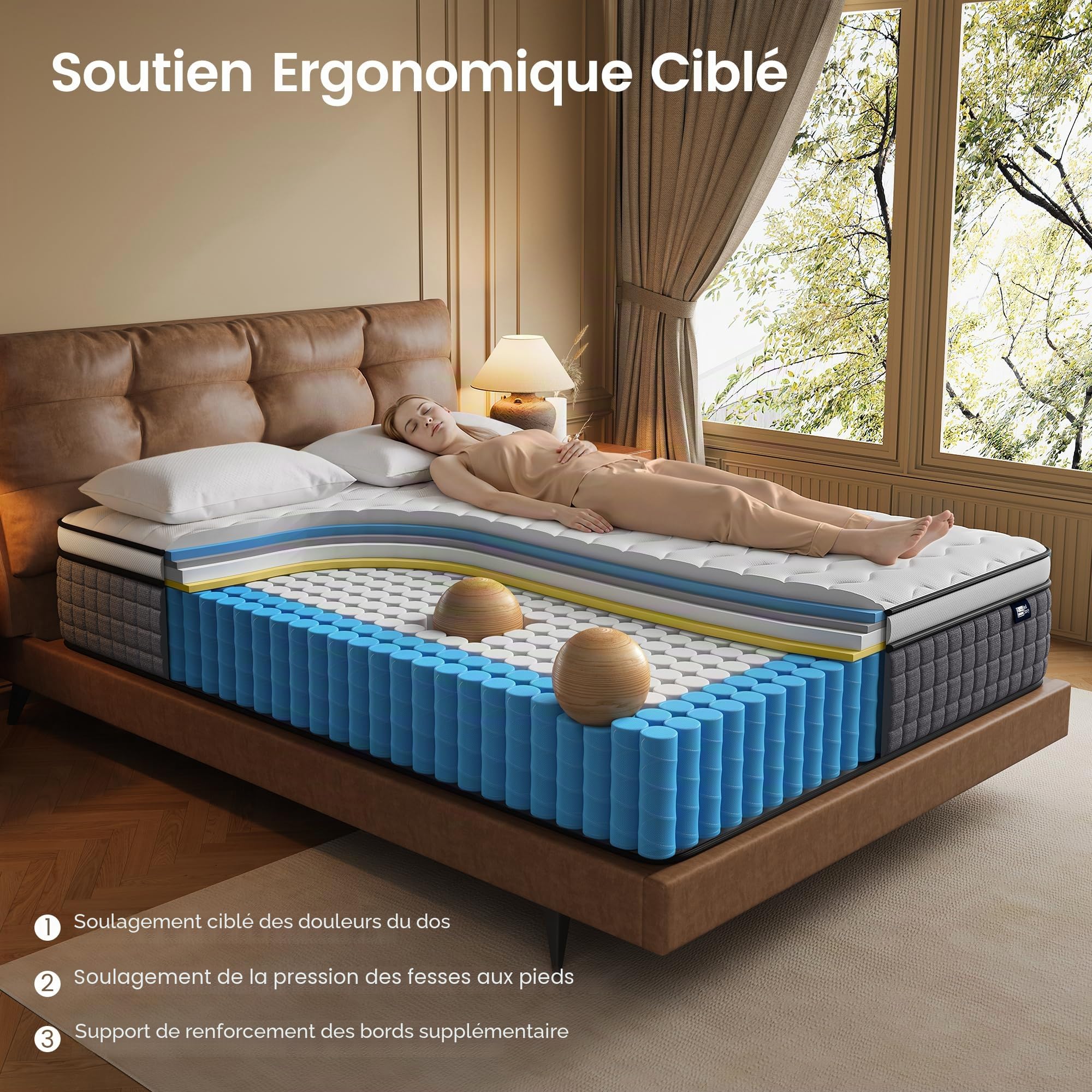 BedStory Matelas 90x190-30 cm - Matelas Ressorts Ensaches - Mousse à Mémoire de Forme - Confort Ferme - Isolation des Mouvements - Matelas Luxe - Soutien Lombaire - Durable & Respirant