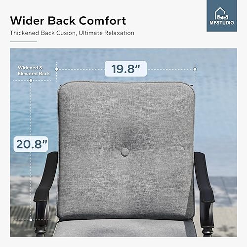 Miniatura 2 de MFSTUDIO Juego de 2 sillas de comedor para patio al aire libre, sillas de patio resistentes con cojines, sillas de terraza de hierro forjado para