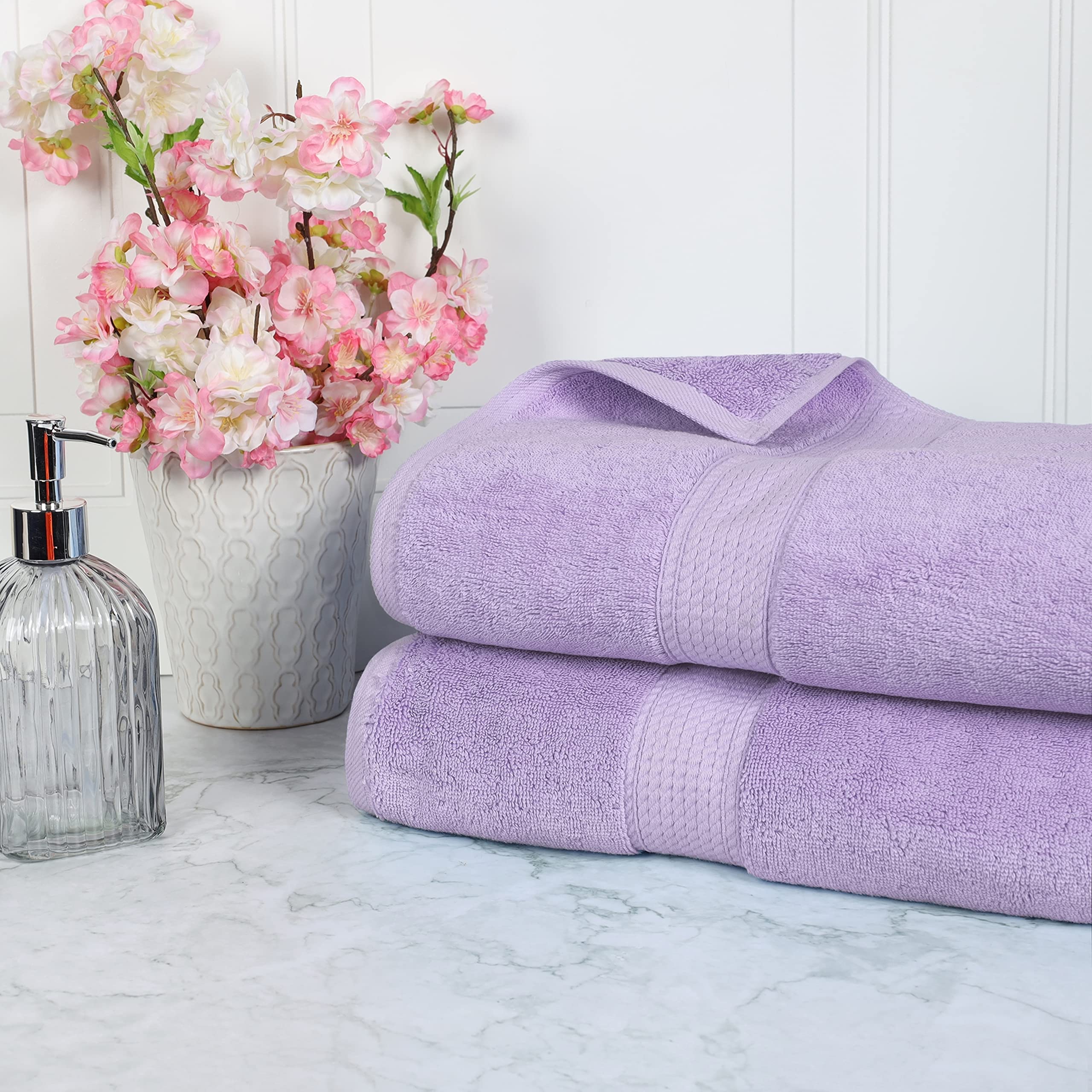Lot De 8 Serviettes En Coton égyptien 600 G/m² - 2 Grandes, 2 Moyennes, 4 Gants - Très Absorbantes (Bleu Ciel) - 6