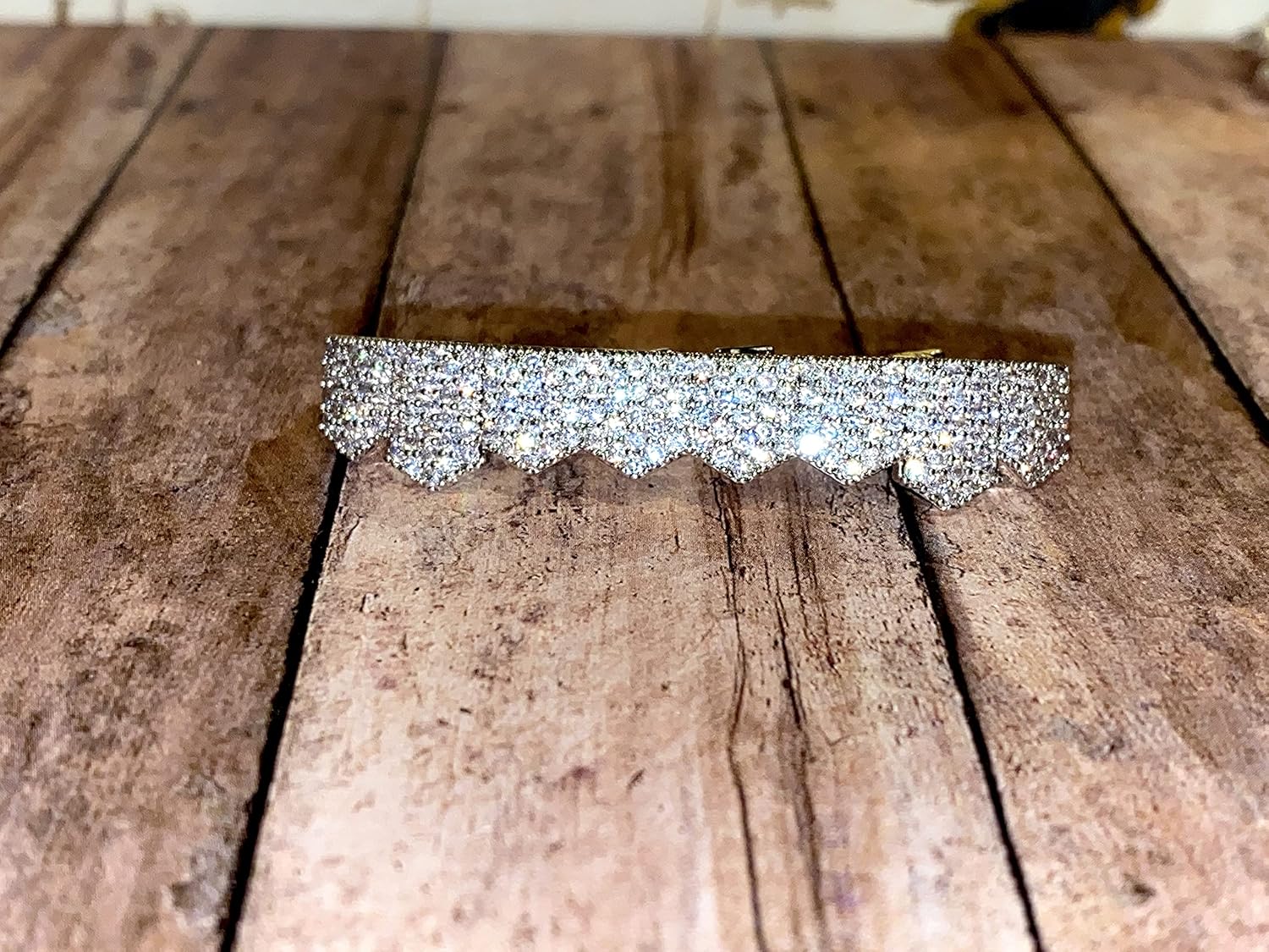 14k 1.2 Ct CZ Set 8 teeth Joker Gold/White Grillz for Mouth Top Bottom Hip Hop Teeth Grills for Teeth Mouth Grillz for Mouth Top Bottom Set Barik