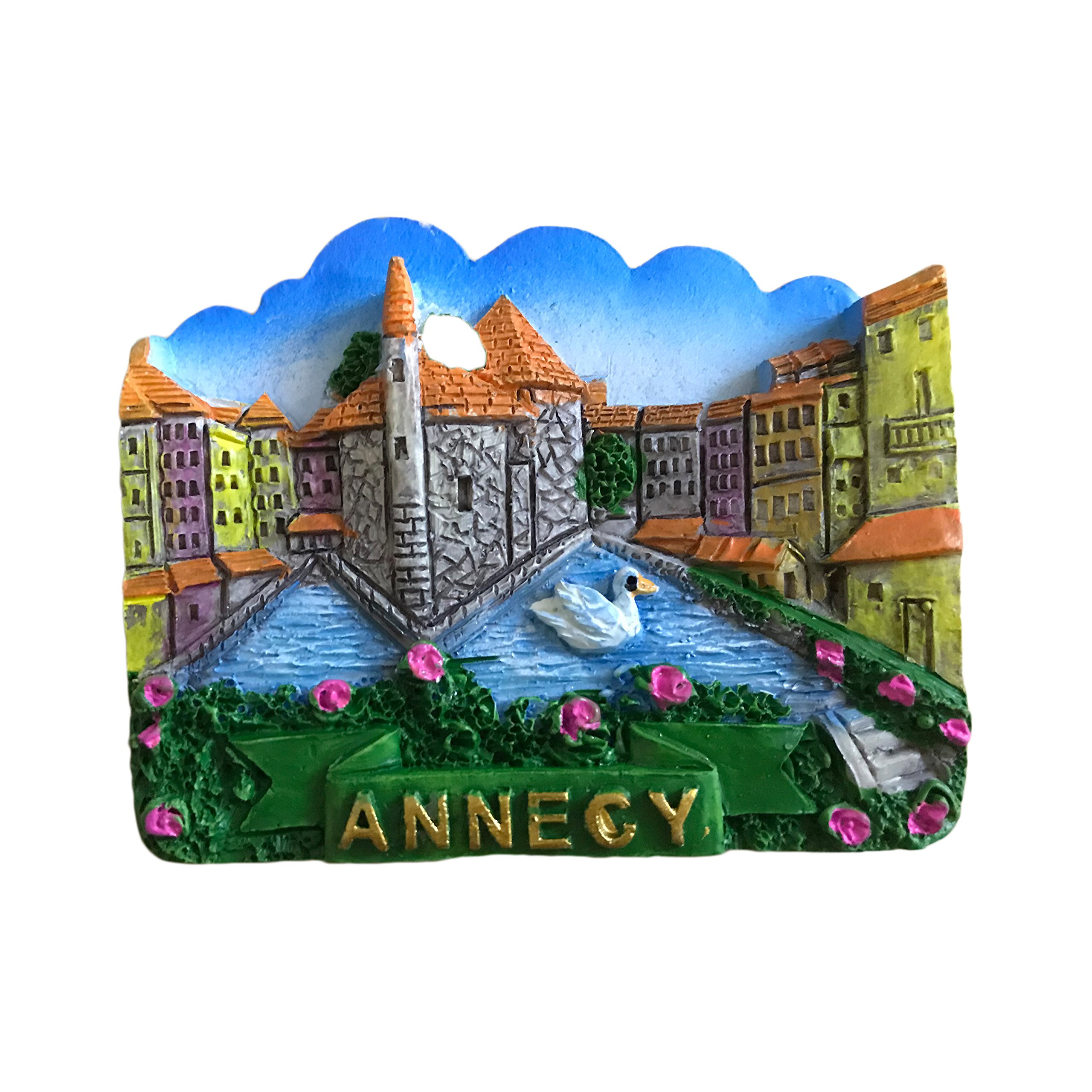 Muyu Magnet Blue And Green 3D Fridge Magnet,Annecy France Travel Sticker Souvenir,Home & Kitchen Decoration Promotion Gift