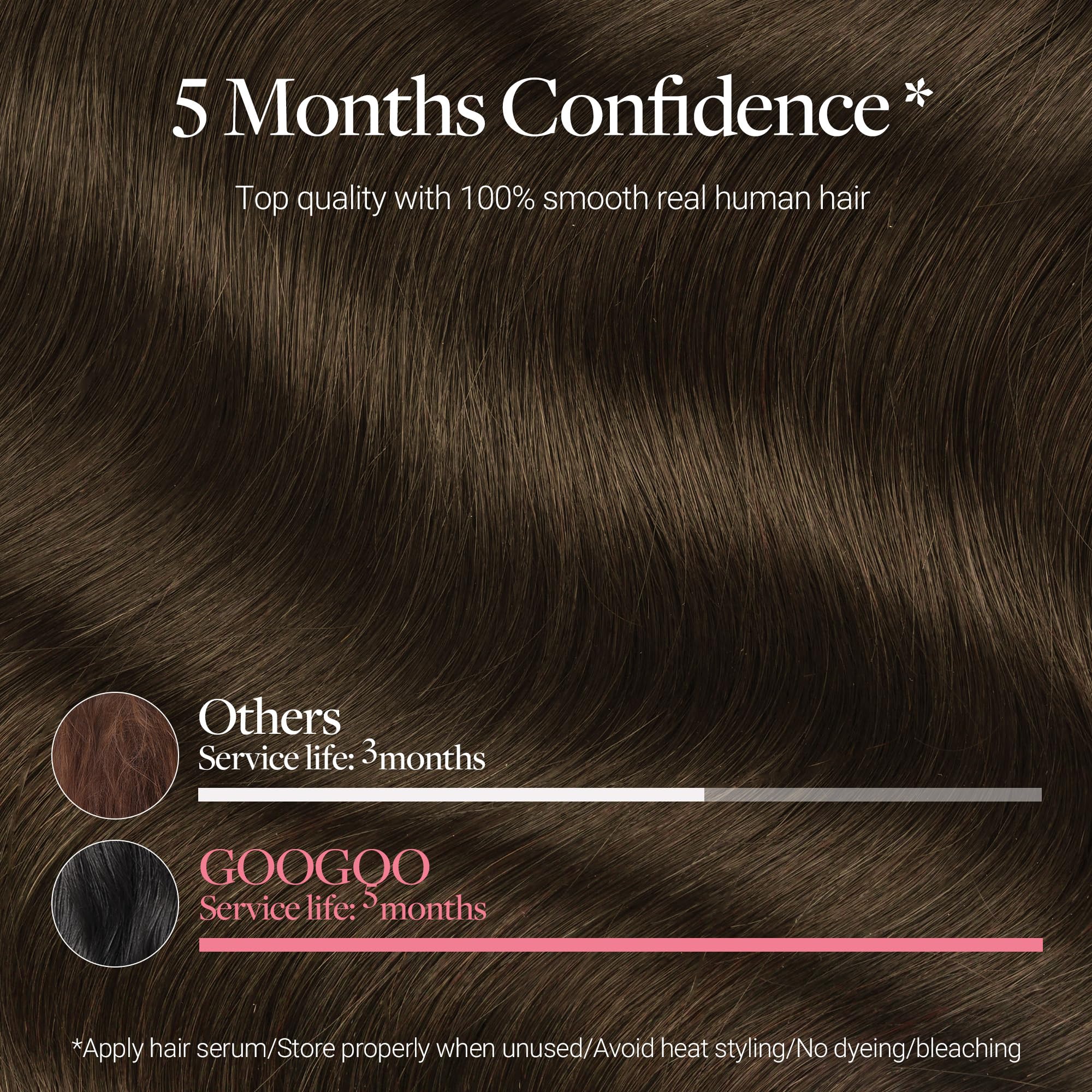 GOO GOO Clip in Hair Extensions Human Hair, 18inch 150g 9Pcs, #2 Dark Brown, Hair extensions for women, Human Hair Extensions Clip in — view 302