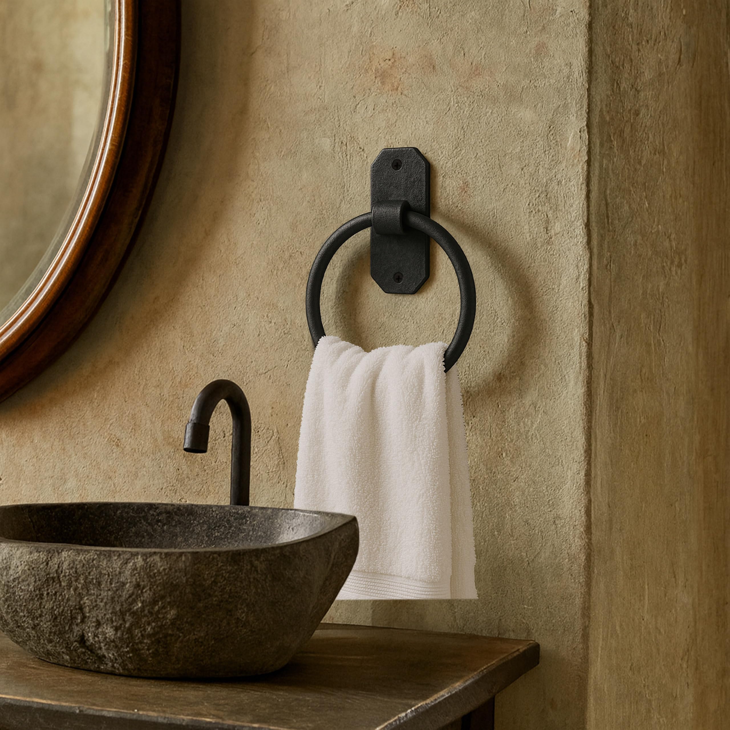 Mystic Colonial, barra portasciugamani in ghisa, rustica, da parete, in metallo, per bagno, cucina o ingresso, nero resistente (15,9 cm, montaggio a parete in stile vittoriano rustico)