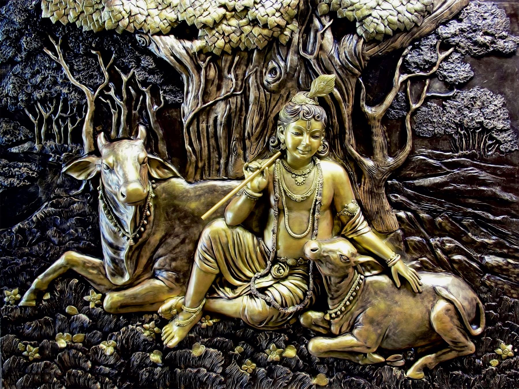 Wallpaper Production Shree Krishna PENTING Wallpaper Sticker for Home Décor, Living Room, Bedroom, Hall, Kids Room, Play Room(Self Adhesive Vinyl,Water Proof127 (72 X 48 INCH) (B09PJJLPC1) Amazon Price History, Amazon Price Tracker