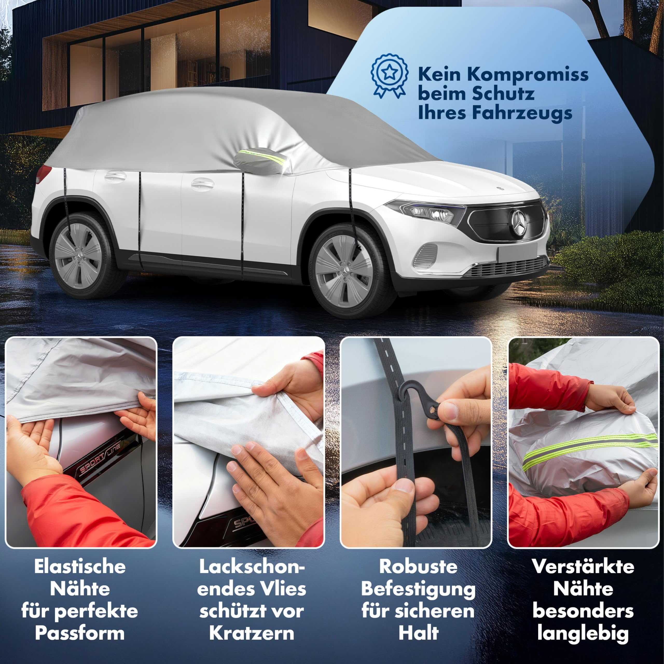 WALSER Lona para coche All Weather, 100% Lona impermeable para coche, cubierta semicubierta Talla 7 SUV/VAN plata