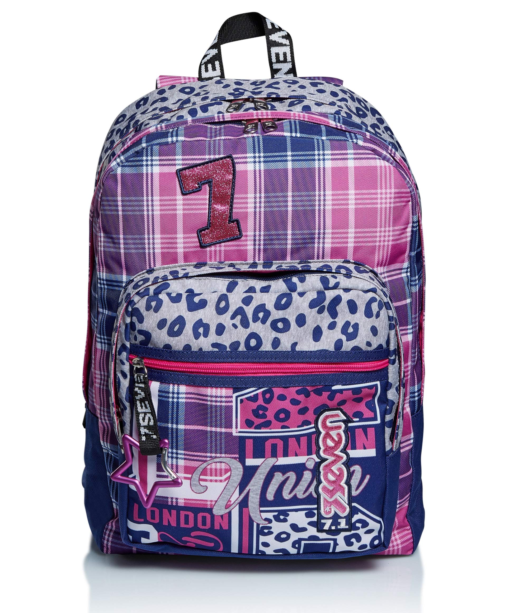 Seven Zaino Scuola Outsize, Zaino Doppio Scomparto con Tasca Frontale con Organizer, Maxi Capiente, Scuola, Bambine e Ragazze