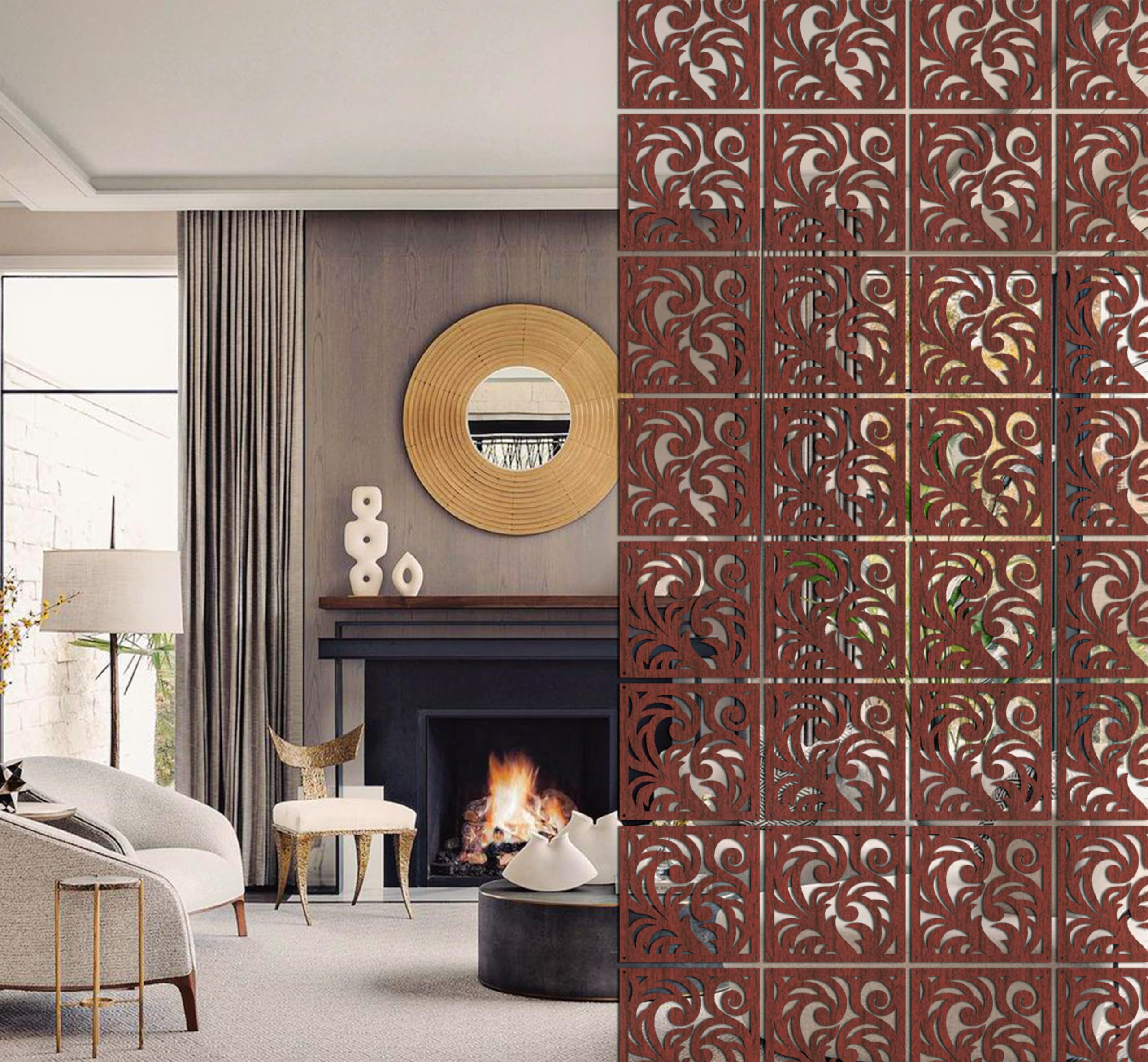 Planet Decor Modern Attractive Hanging DIY Room Divider Static Livi Decorative Wall Screen Partition for Decorating Living Dining Room Kitchen & Bedroom Set of 12 (Dark Brown)-image-3