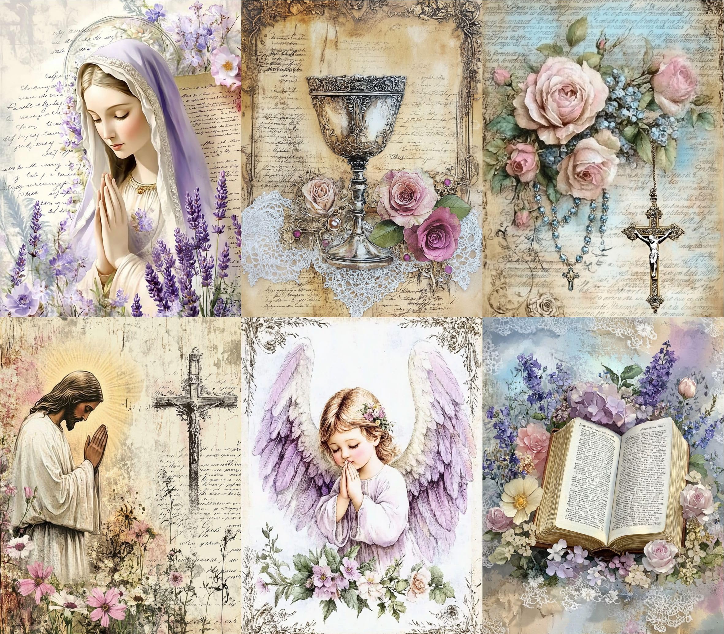 Christian Rice Papers, 8" x 10.5" (6 Sheets) – Decoupage Paper 6X Designs for Collage, Mixed Media, Card Making & Crafts, Decoupage by CRAFT