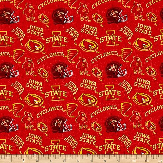 NCAA Iowa State Cyclones 1178 Tone on Tone Maroon/Red/Yellow, Fabric by the Yard