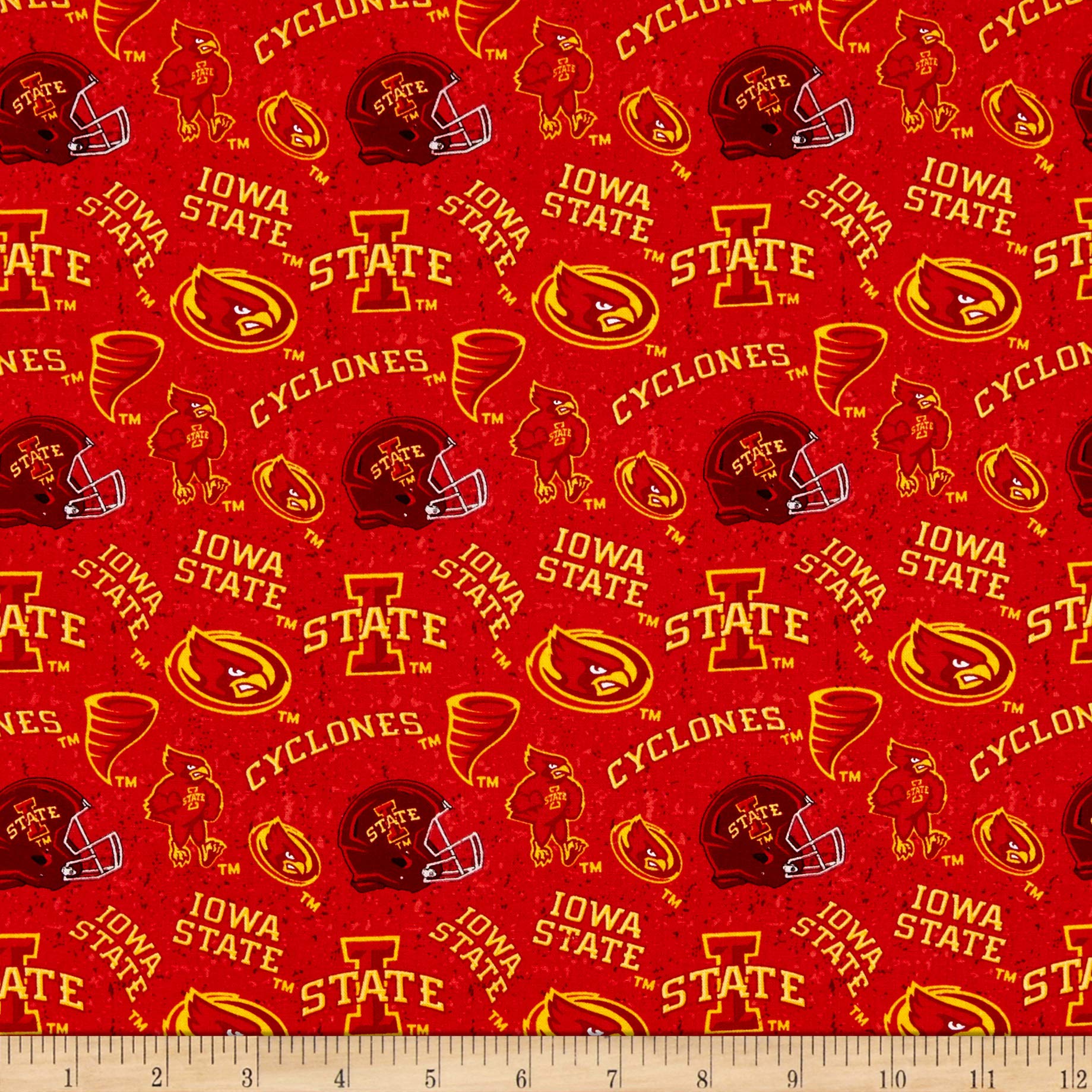 ncaa iowa state cyclones 1178 tone on tone maroonredyellow fabric by the yard