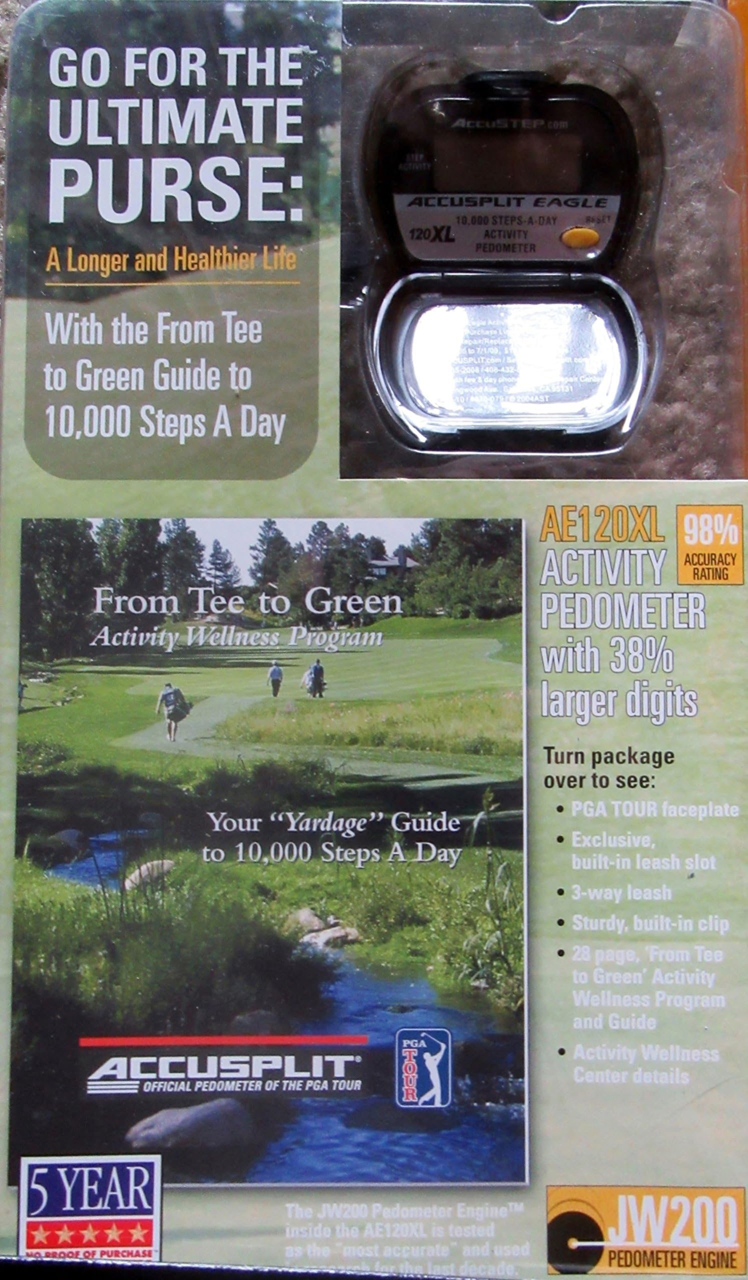 ACCUSPLIT AE120XL Certified Accurate Pedometer, Steps & Activity Timer
