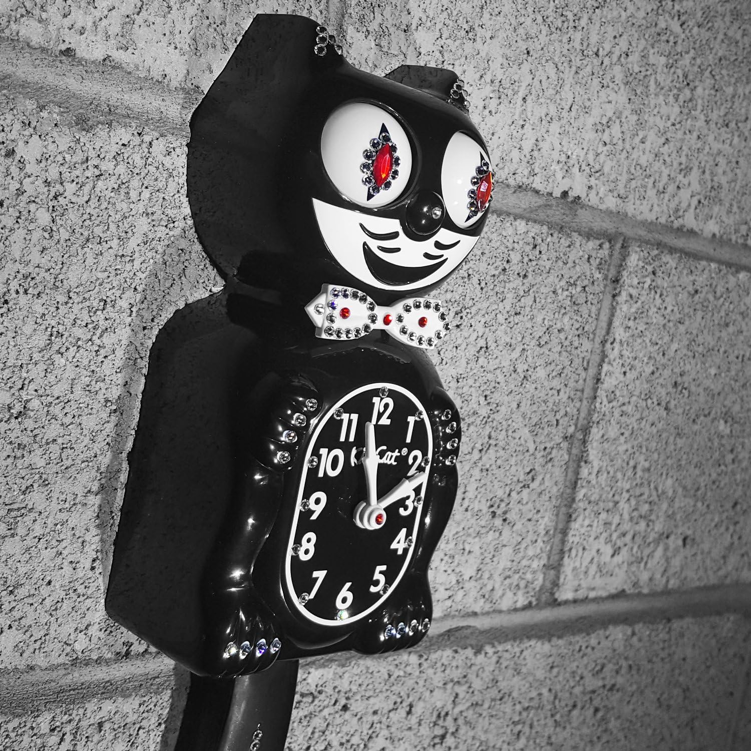 Black Official Kit Cat Clock Jeweled