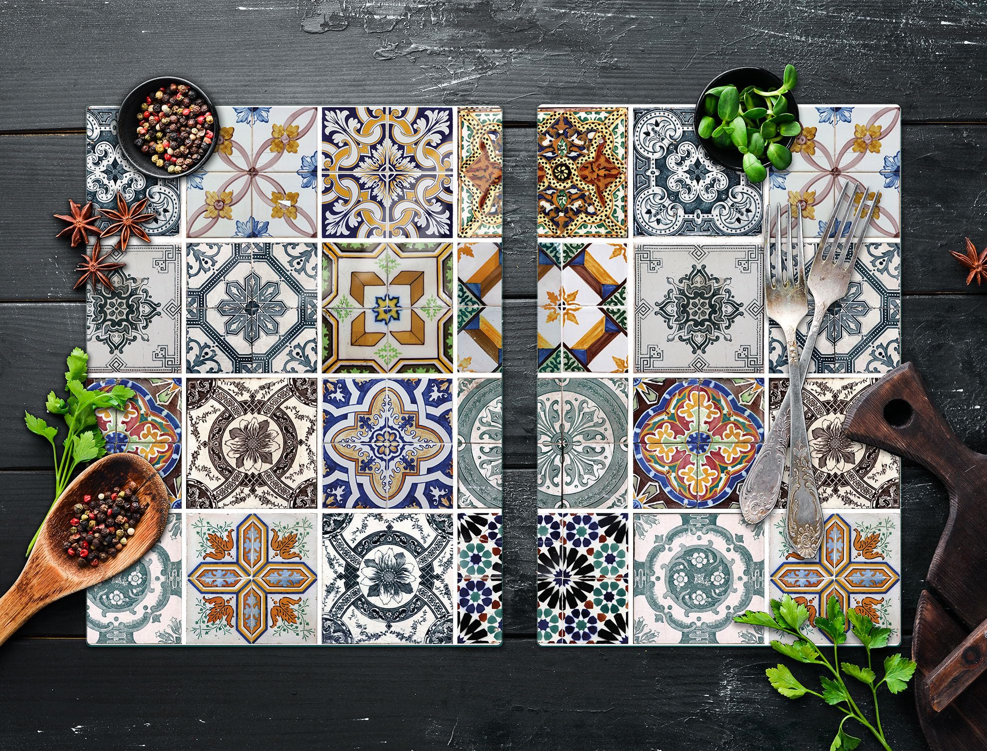 TMK ArtDeko Piastra Di Copertura Per Piano Cottura In Vetroceramica 75 X 52 Cm 2 Pezzi Induzione