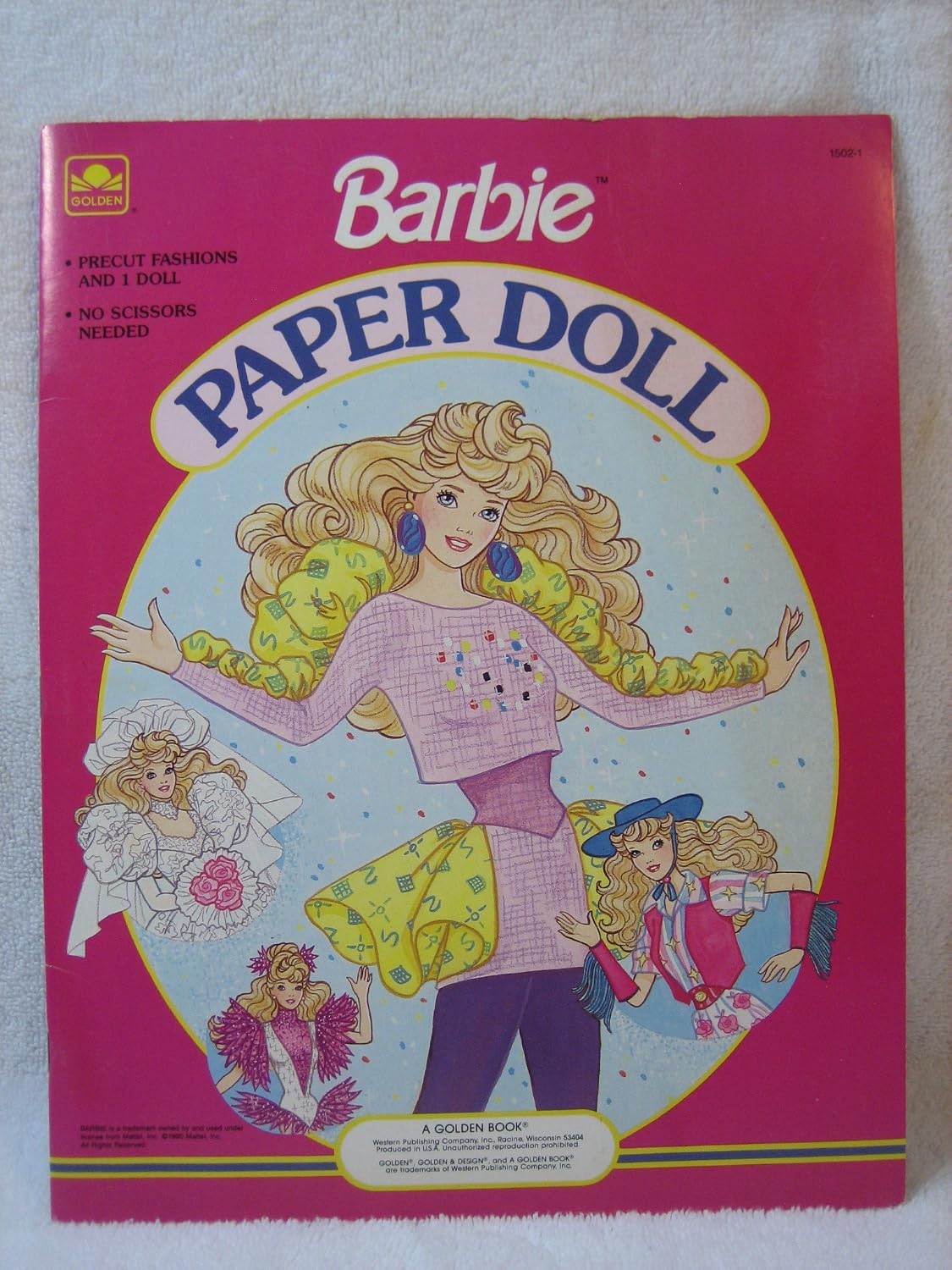 Barbie Paper Doll Book w Wedding, Skating, Western & More Fun Fashions! (1990)