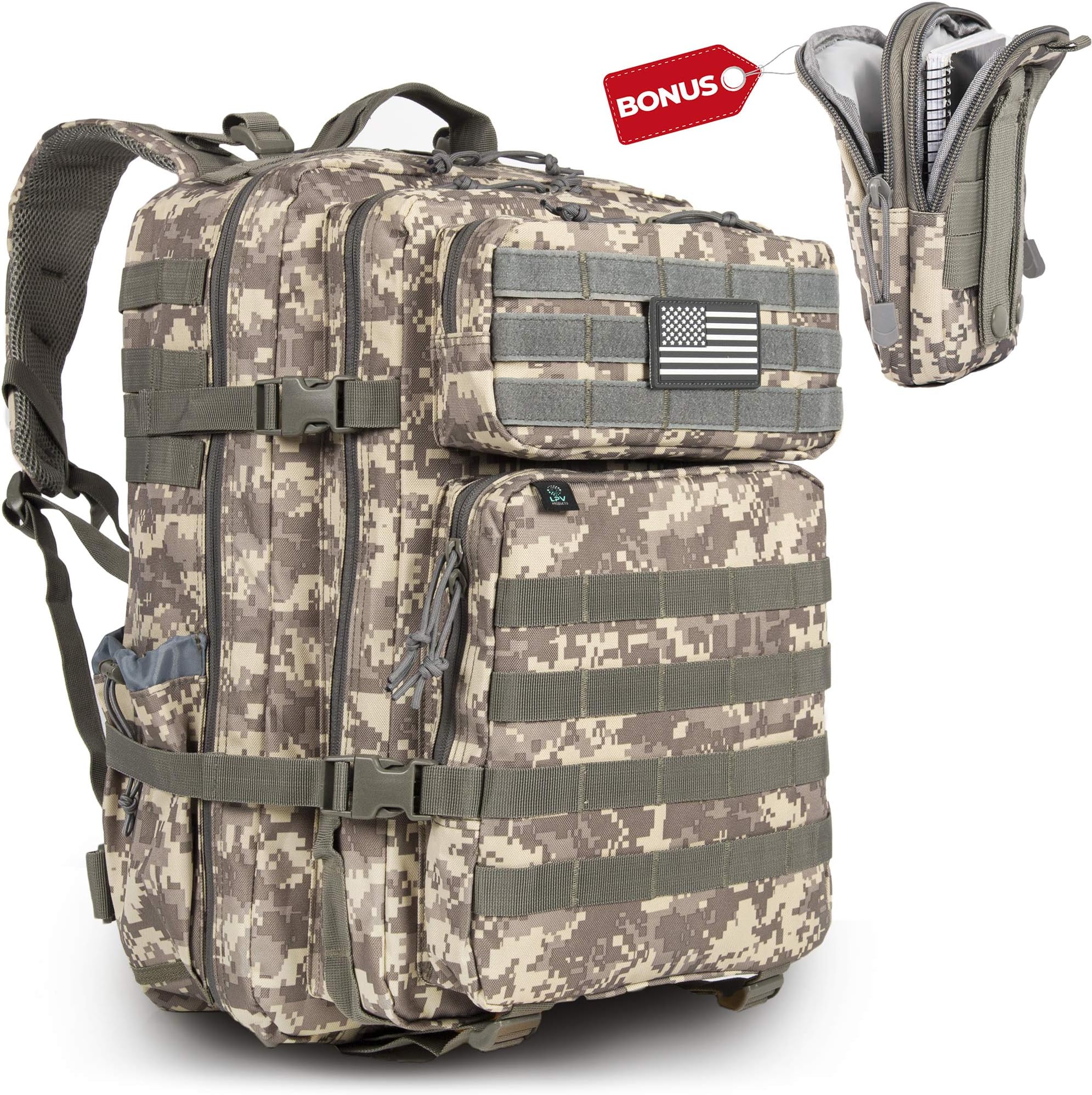 Tactical Sling Bag Pack Military Rover Shoulder Sling Backpack Molle Assault Range Bag Everyday Carry Diaper Bag Day Pack (Light Acu Camouflage)